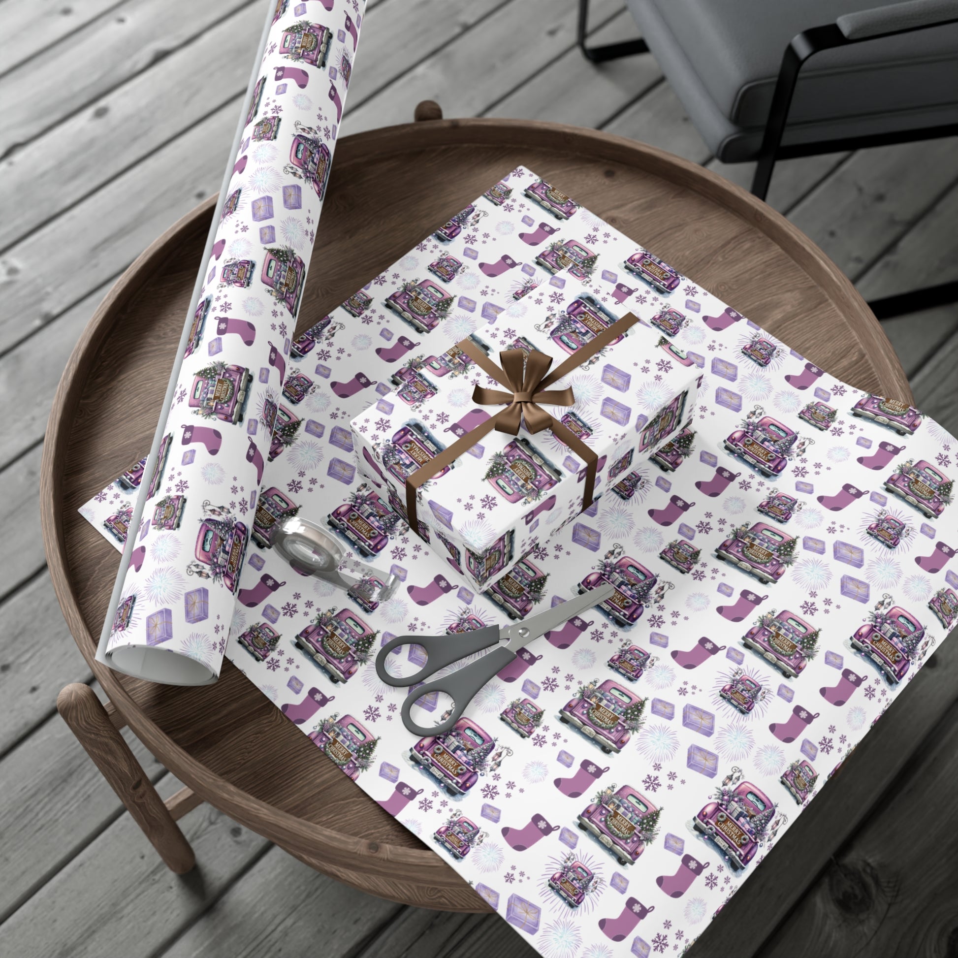 Elegant Lavender Christmas Wrapping Paper Soft Pastel Design with Snowflakes and Sparkling Accents, Perfect for Adding a Unique Touch to Your Holiday Gifts - MRSBYVALLE
