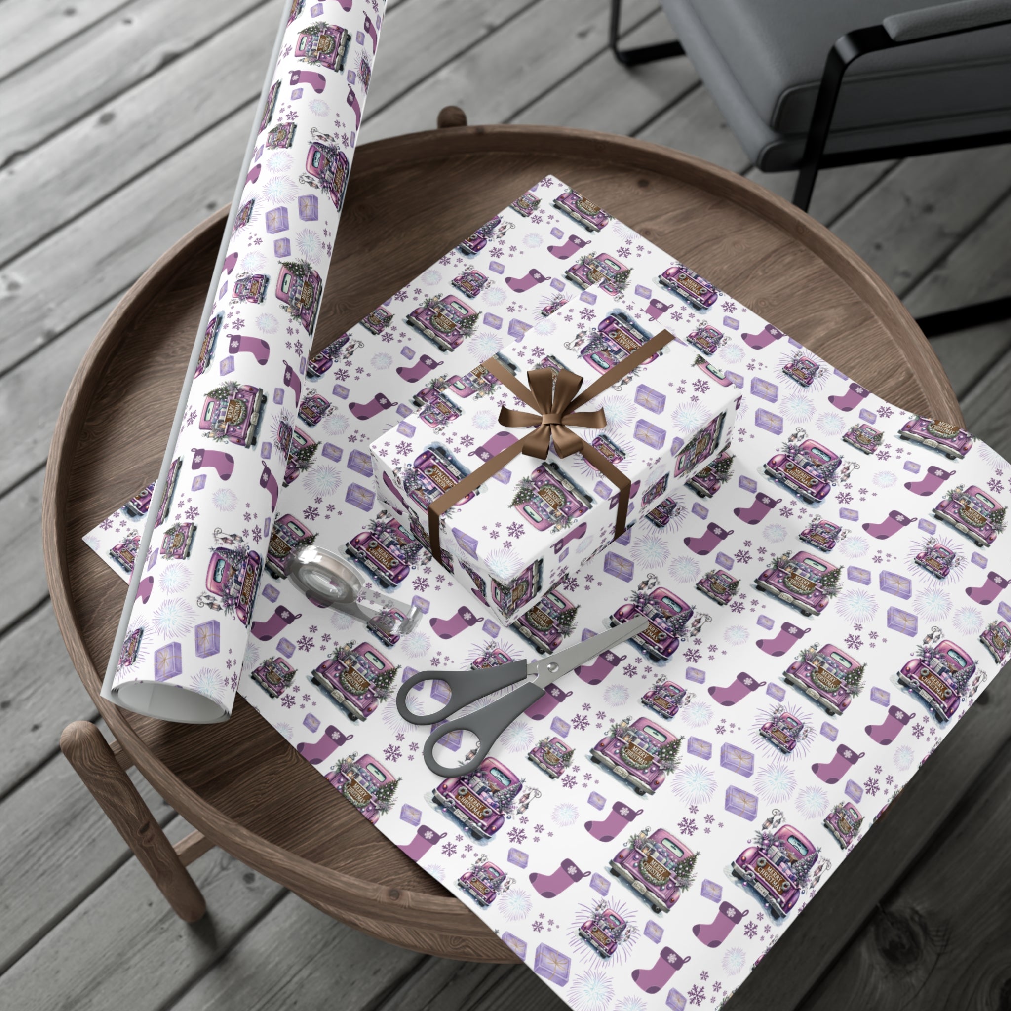 Elegant Lavender Christmas Wrapping Paper Soft Pastel Design with Snowflakes and Sparkling Accents, Perfect for Adding a Unique Touch to Your Holiday Gifts - MRSBYVALLE