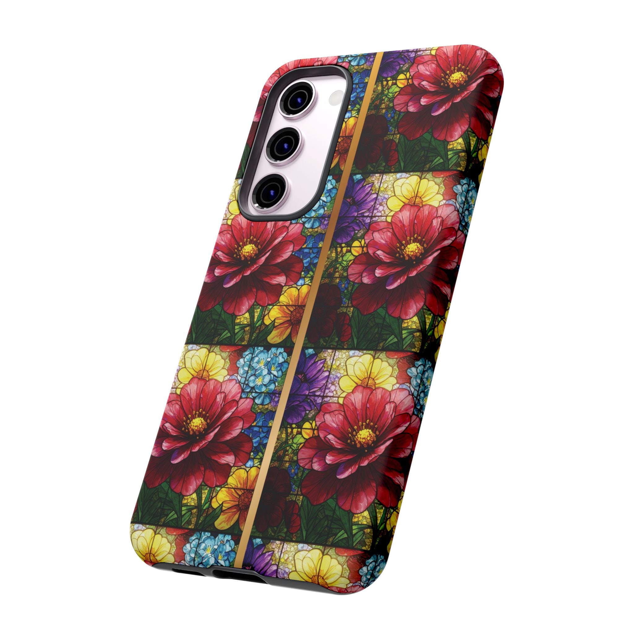 Stained Glass Illusion Floral Phone Case  3D Colorful Flower Design, Protective Christian Gift, Fits iPhone, Samsung, Google Pixel