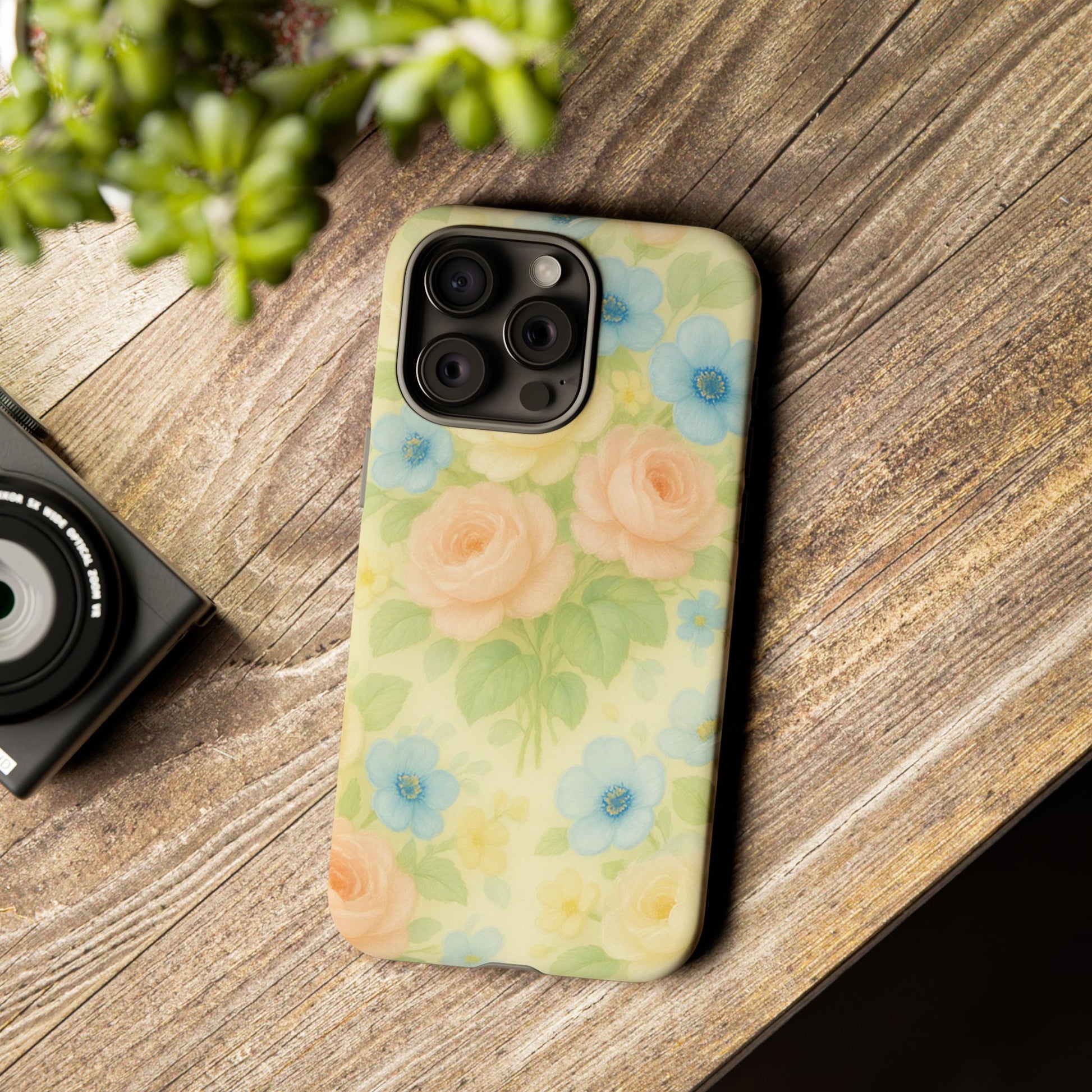 Pastel Yellow Vintage Floral Phone Case  Romantic Cottagecore Aesthetic, Soft Botanical Design, Protective Gift for Her, Fits iPhone & Samsung Models