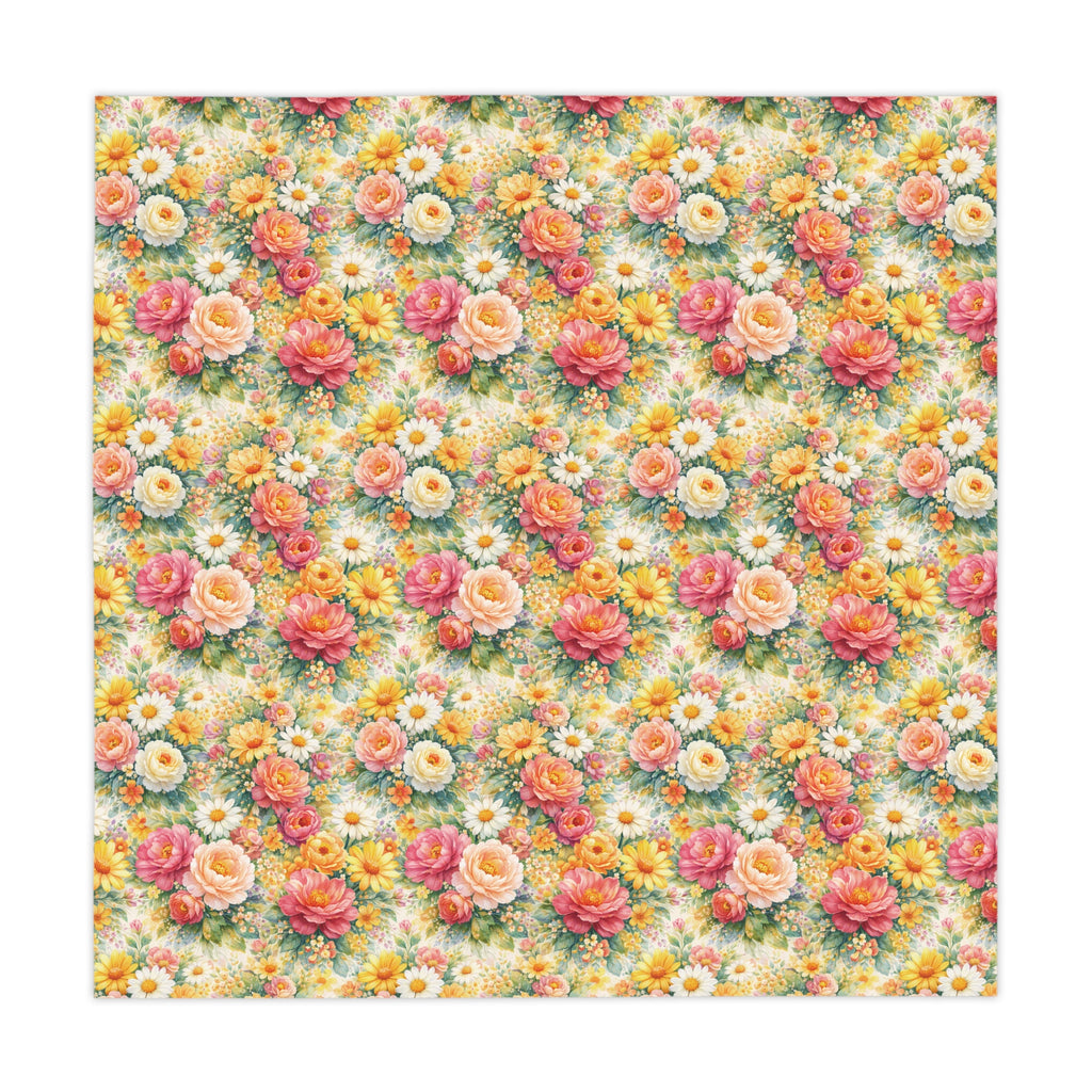 Nappe florale rose et jaune – Décor de table lumineux pour fête printanière