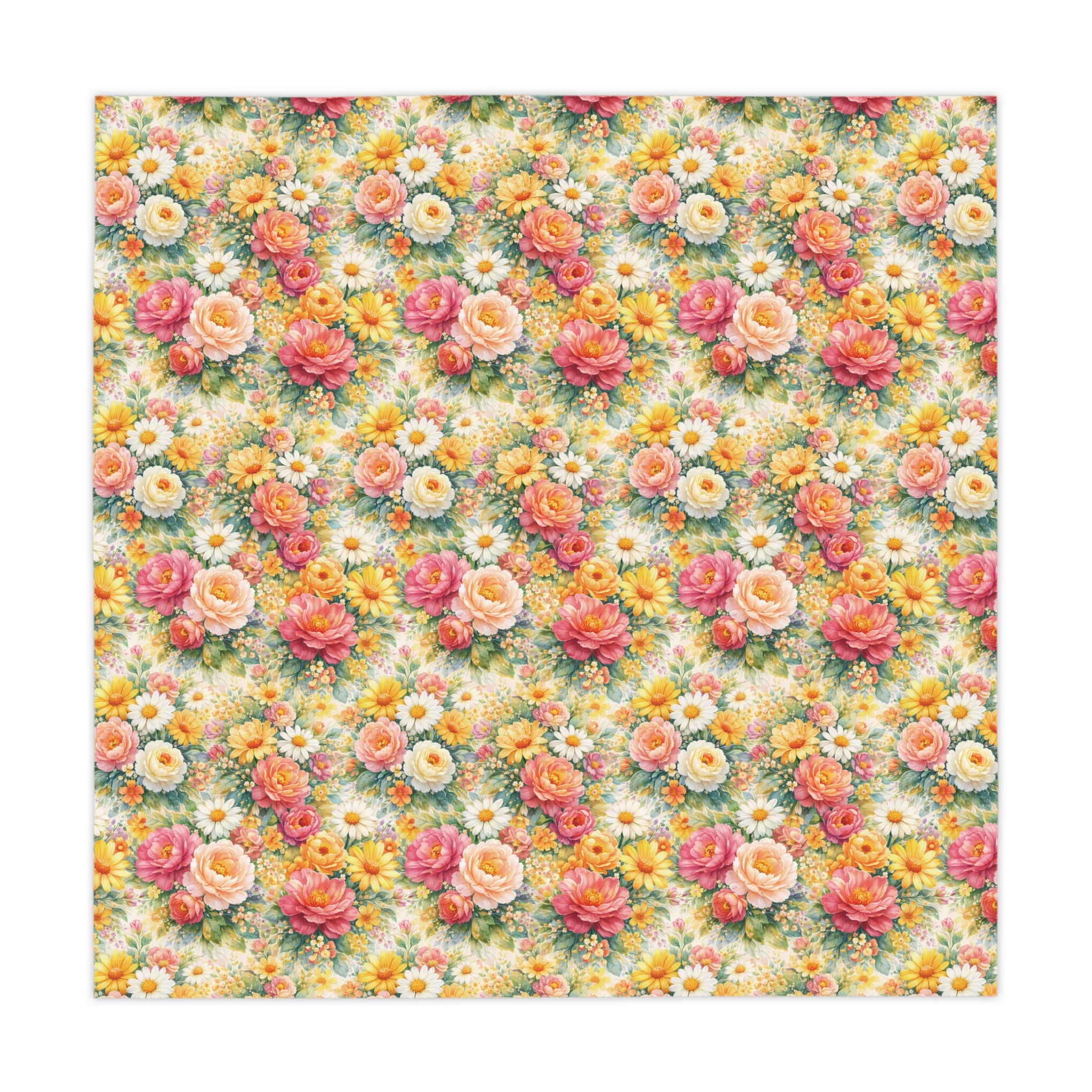 Floral Pink Yellow Floral Tablecloth — Bright Spring Dining Decor Party