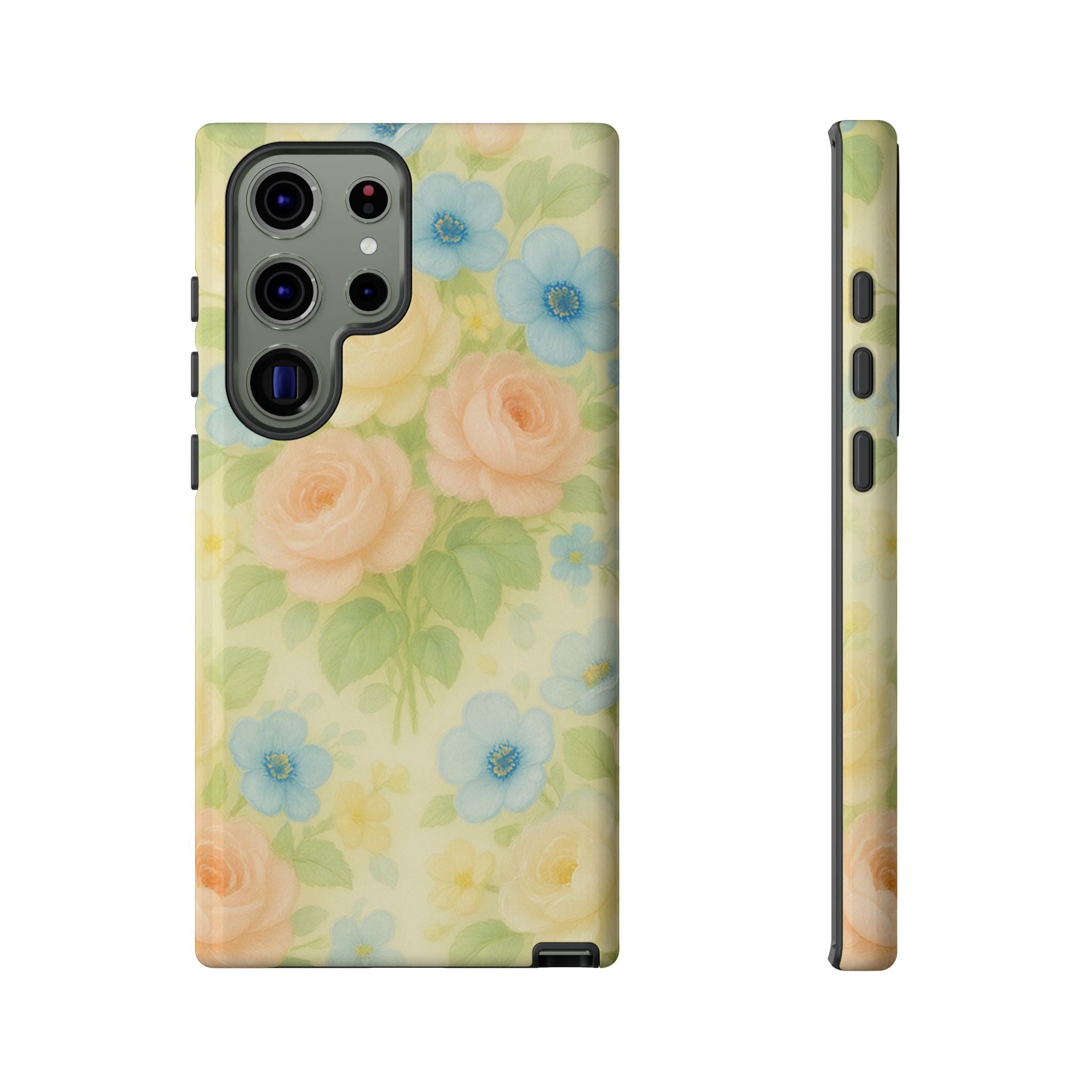 Pastel Yellow Vintage Floral Phone Case  Romantic Cottagecore Aesthetic, Soft Botanical Design, Protective Gift for Her, Fits iPhone & Samsung Models