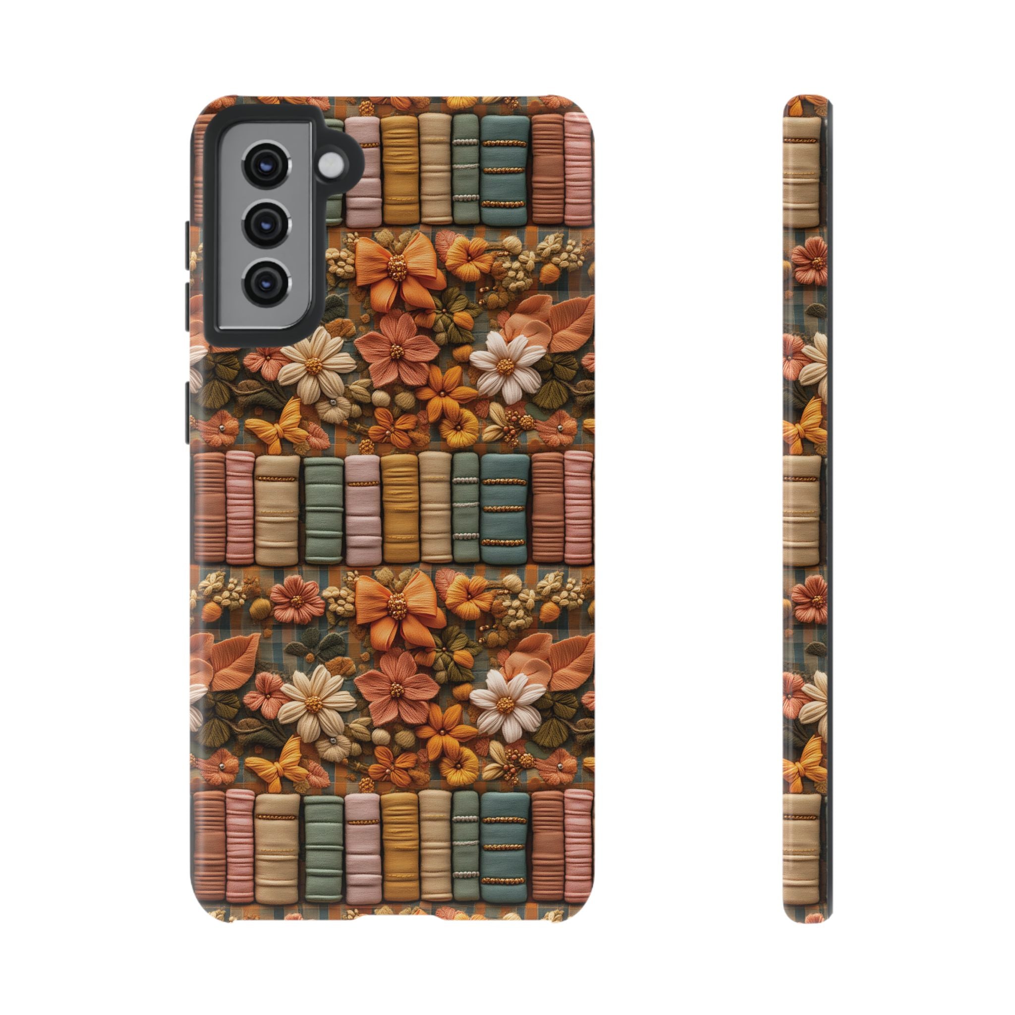3D Illusion Boho Floral and Books Phone Case Gift for Her Phone 15, Samsung iPhone Samsung Gift for Her Case iPhone 15, Samsung iPhone Samsung Accessory Gift for Her