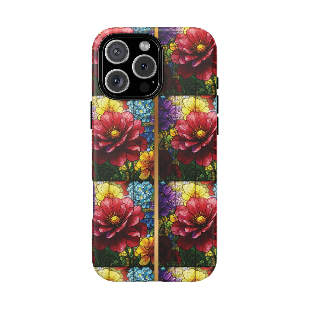 Stained Glass Illusion Floral Phone Case  3D Colorful Flower Design, Protective Christian Gift, Fits iPhone, Samsung, Google Pixel