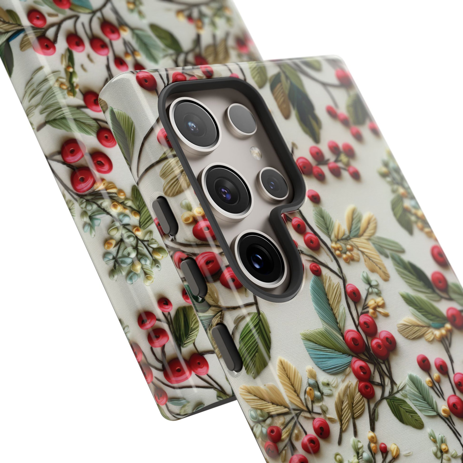 Holly Christmas Wildflowers Boho Chic Design Phone Case - Stylish, Protective Cover for All Models Gift for Mom Accessory Gift for Her