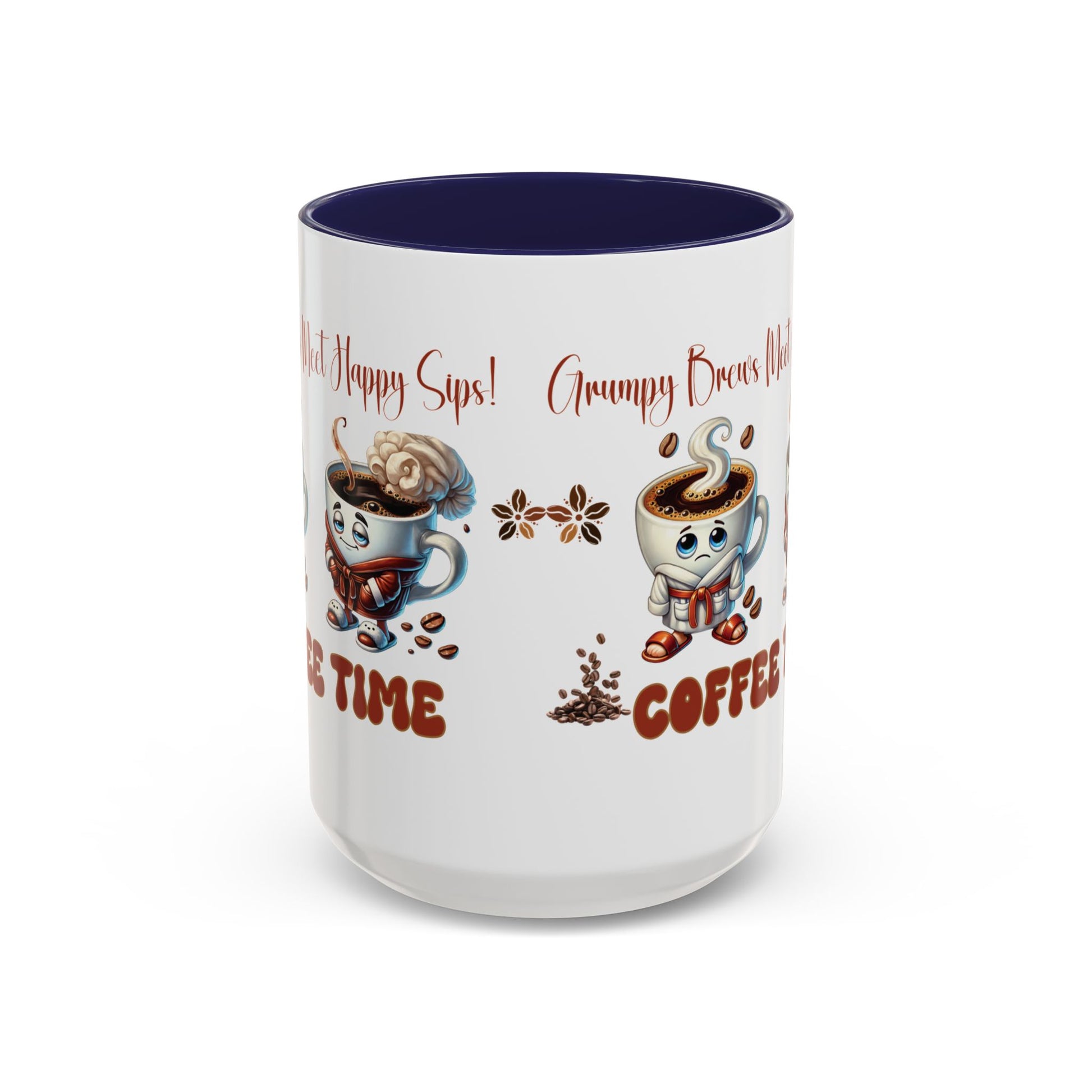 Grumpy Brews Meet Happy Sips Ceramic Mug - Funny Coffee Cup, Cute Tea Mug, Sarcastic Drinkware, Unique Gift, Kitchen Decor Accent Coffee Mug (11, 15oz) - MRSBYVALLE