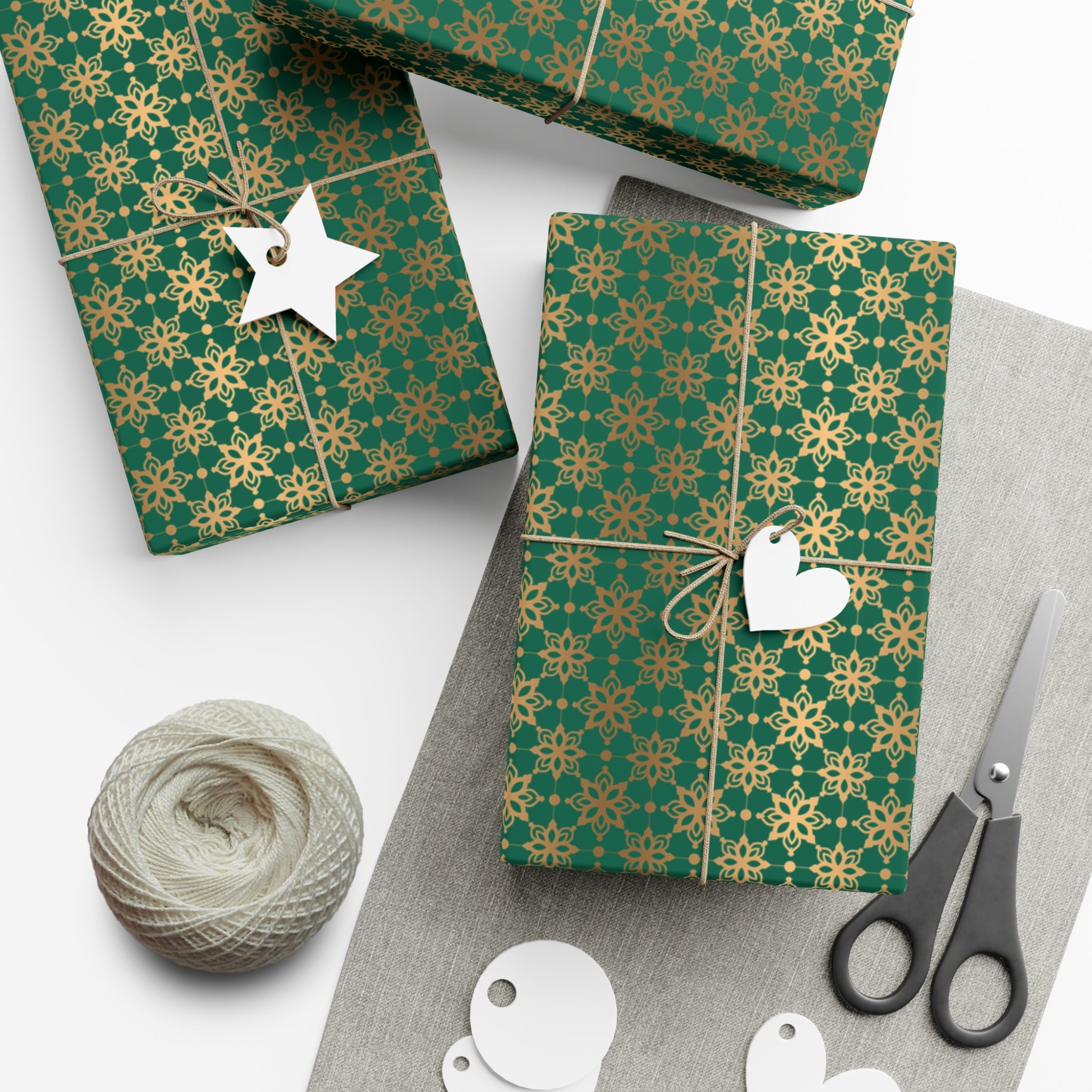 Elegant Luxuries Emerald Green Wrapping Paper with Gold Accents Perfect for Christmas Gifts, Weddings, & Special Occasions – Premium Quality Gift Wrap for Luxurious Presentation - MRSBYVALLE