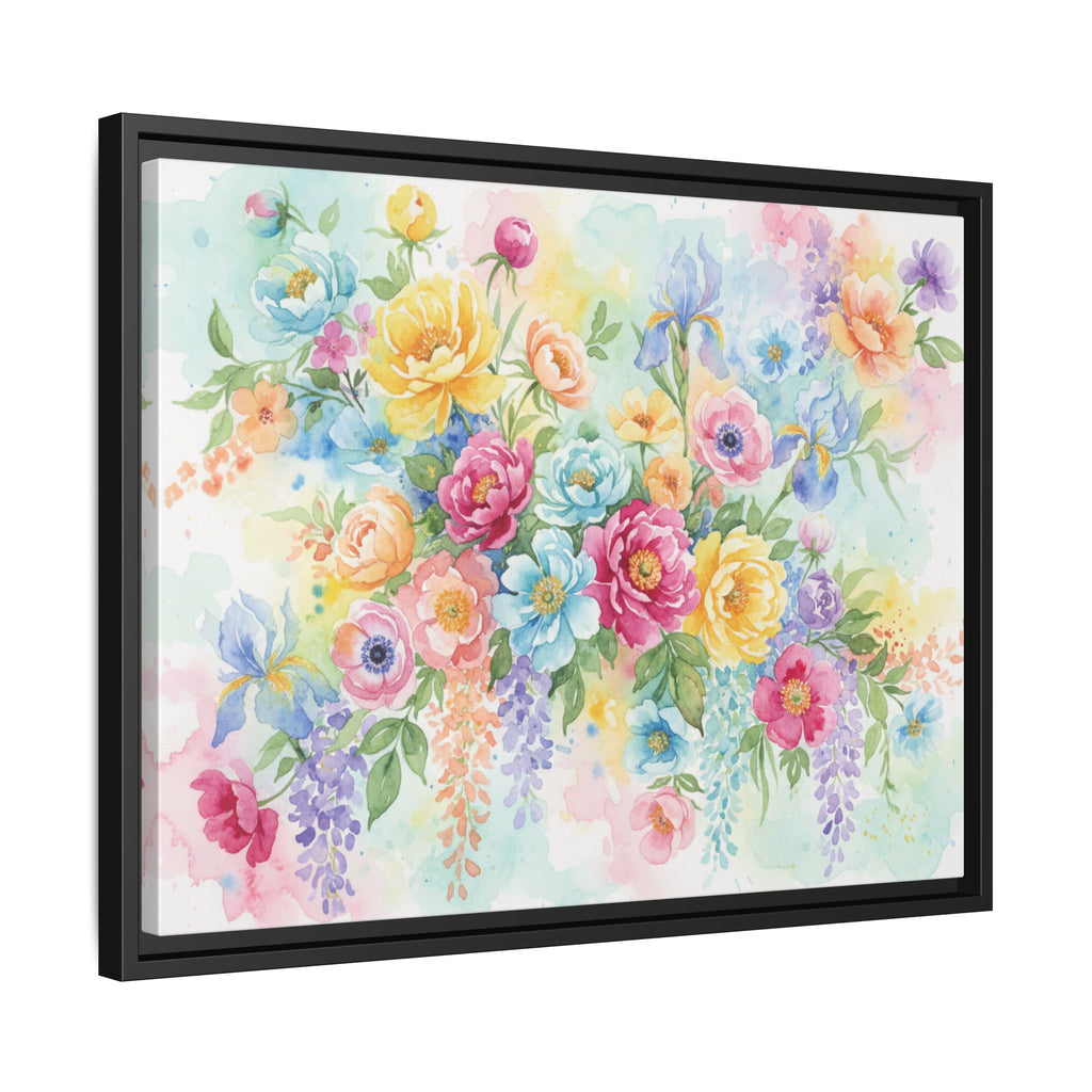 Toile Bouquet Floral Aquarelle, Art Mural Mat Encadré | Art Mural Multicolore