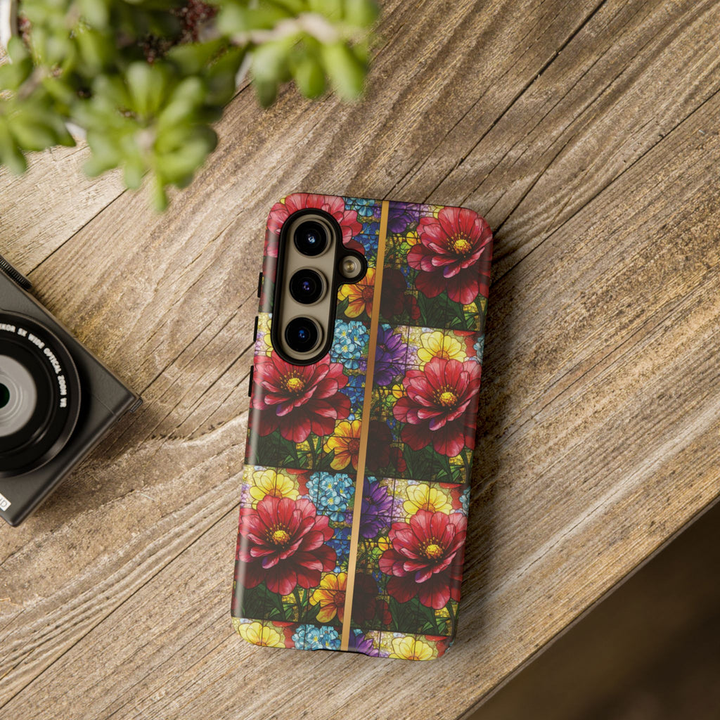 Stained Glass Illusion Floral Phone Case  3D Colorful Flower Design, Protective Christian Gift, Fits iPhone, Samsung, Google Pixel