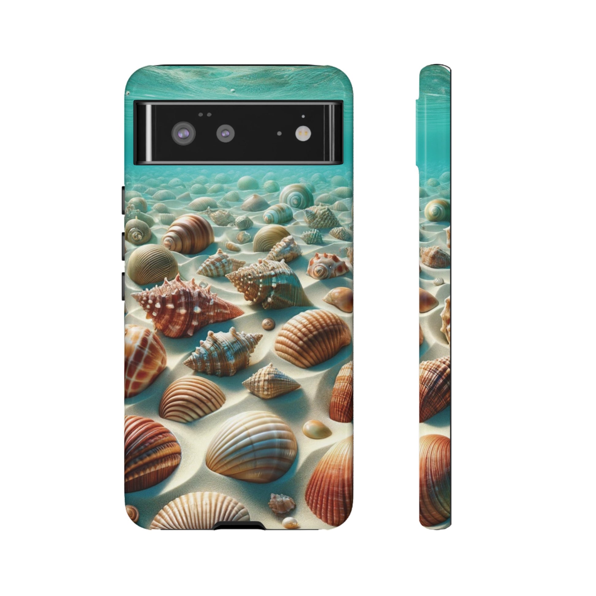 Plush Ocean Bliss Turquoise Seashell Ocean Beach View Protective Phone Case Gift for Her Phone 15, Samsung iPhone Samsung Gift for Her Case iPhone 15, Samsung iPhone Samsung Accessory Gift for Her.