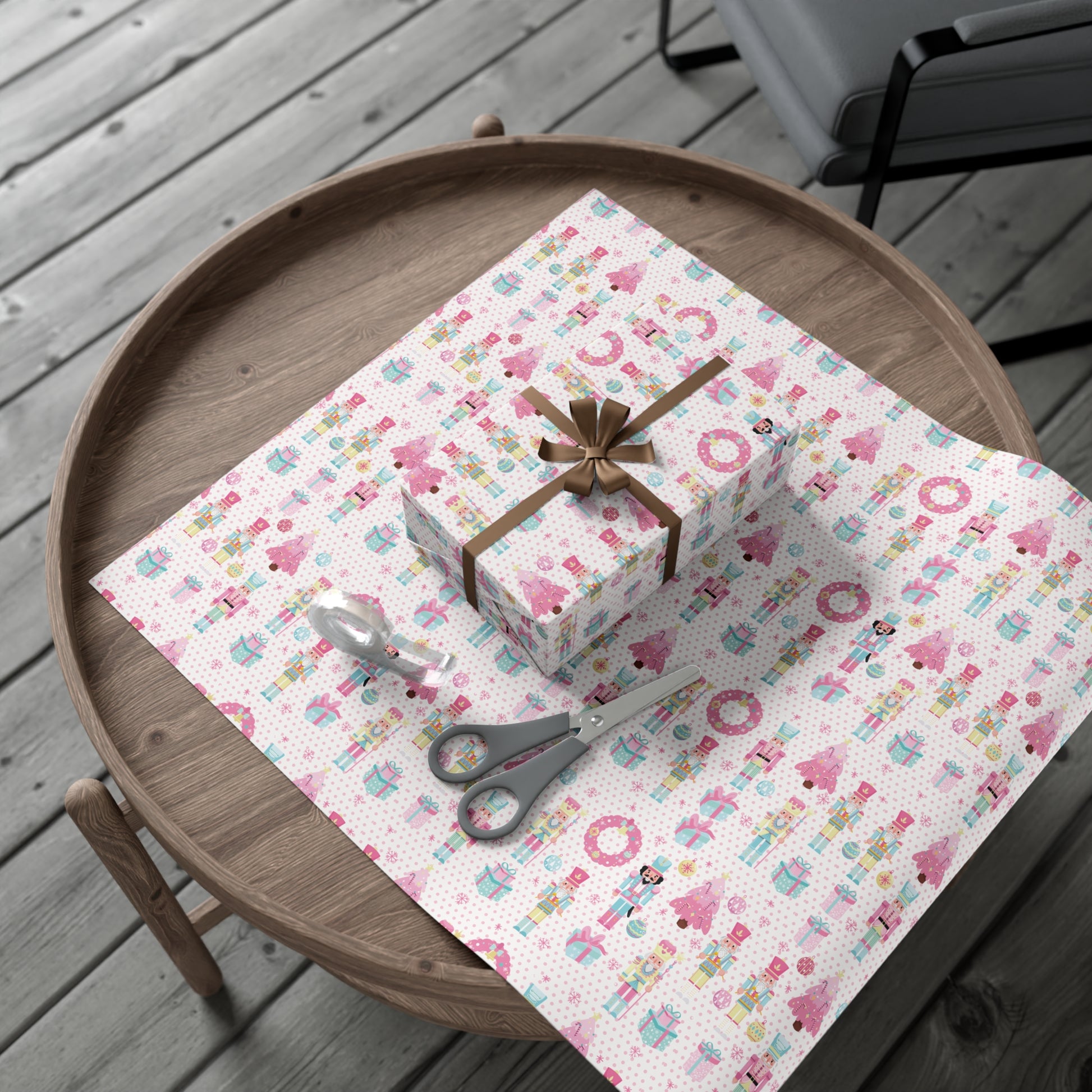 Pink Christmas Nutcrackers Wrapping Paper | Vibrant Seasonal Blooms | Perfect for Thanksgiving, Birthdays, Special Occasions | Premium Quality Gifts Moms - MRSBYVALLE