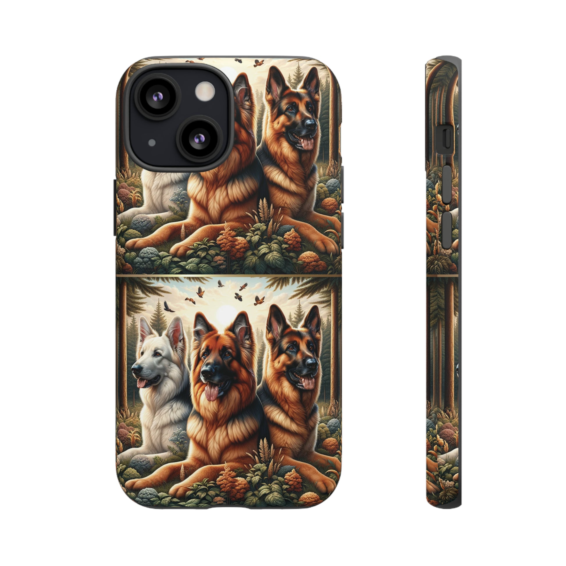 German Shepherd Phone Tough Case Floral Elegant Durable Dog Lover Devices iPhone 15, Samsung iPhone Samsung Accessory Gift for Her.