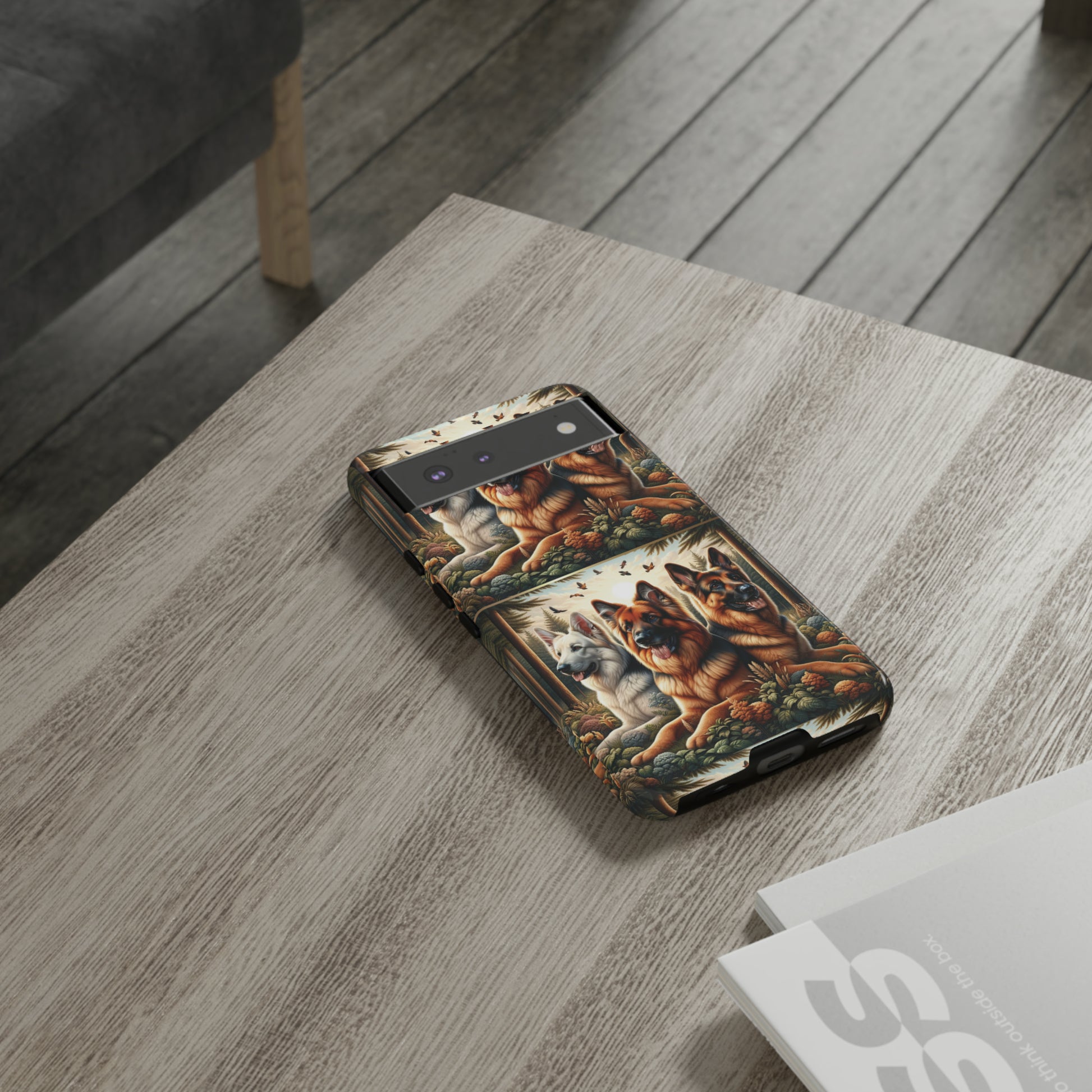 German Shepherd Phone Tough Case Floral Elegant Durable Dog Lover Devices iPhone 15, Samsung iPhone Samsung Accessory Gift for Her.