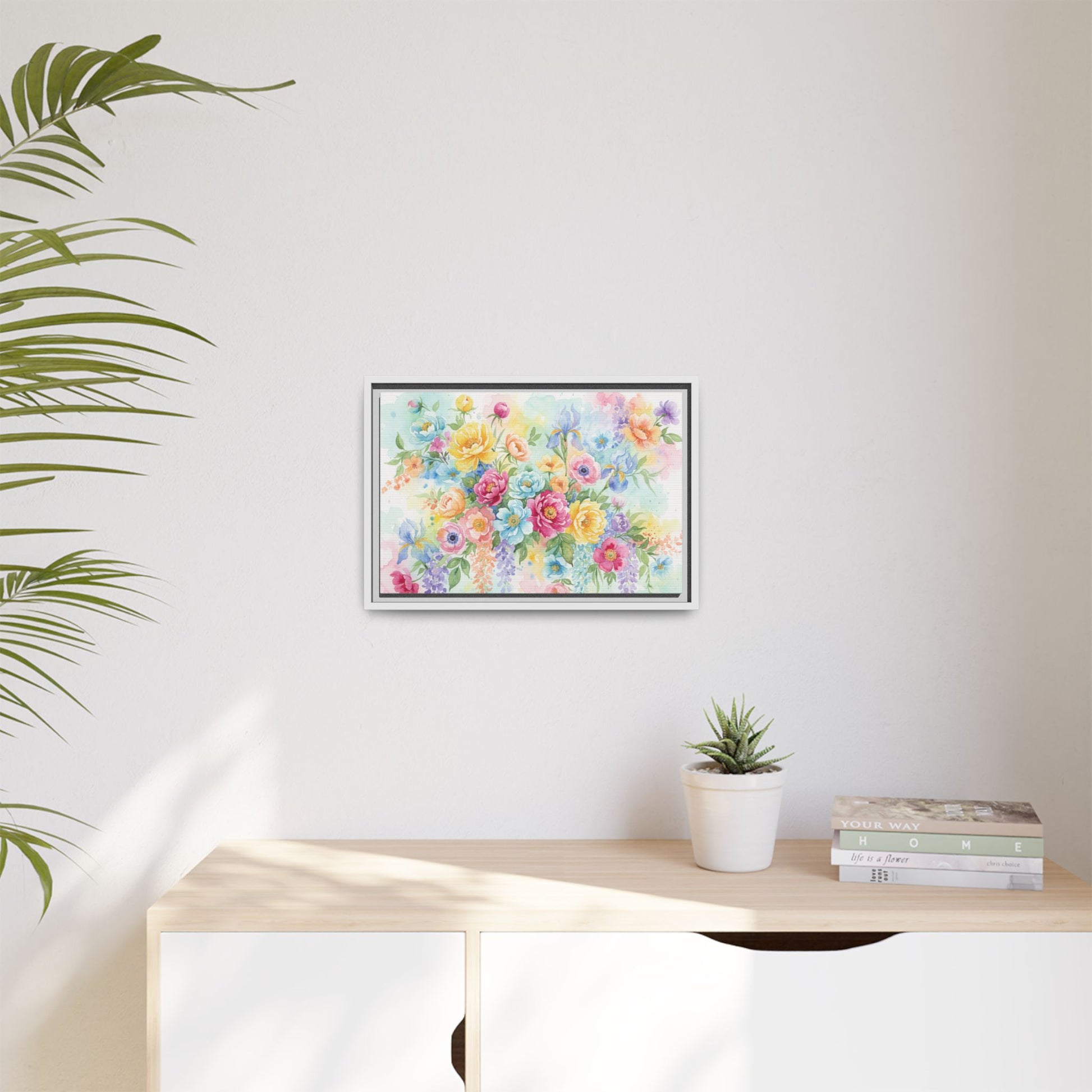 Watercolor Floral Bouquet Canvas, Framed Matte Wall Art | Multi-Color Wall Art