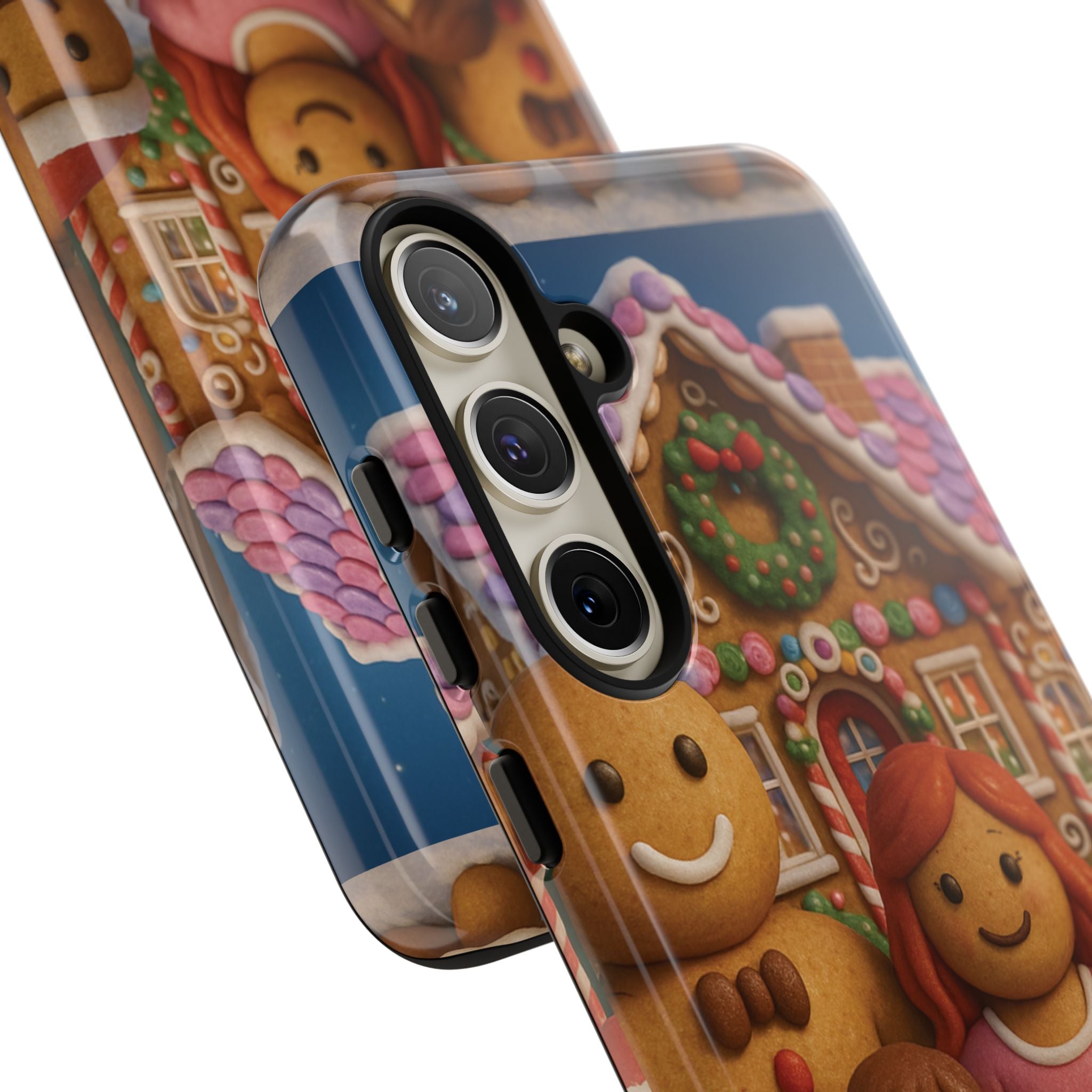 Coque de téléphone esthétique Famille en Pain d'Épices – Design d'inspiration vintage sur le thème de Noël – Étui stylé pour modèles iPhone et Samsung Galaxy
