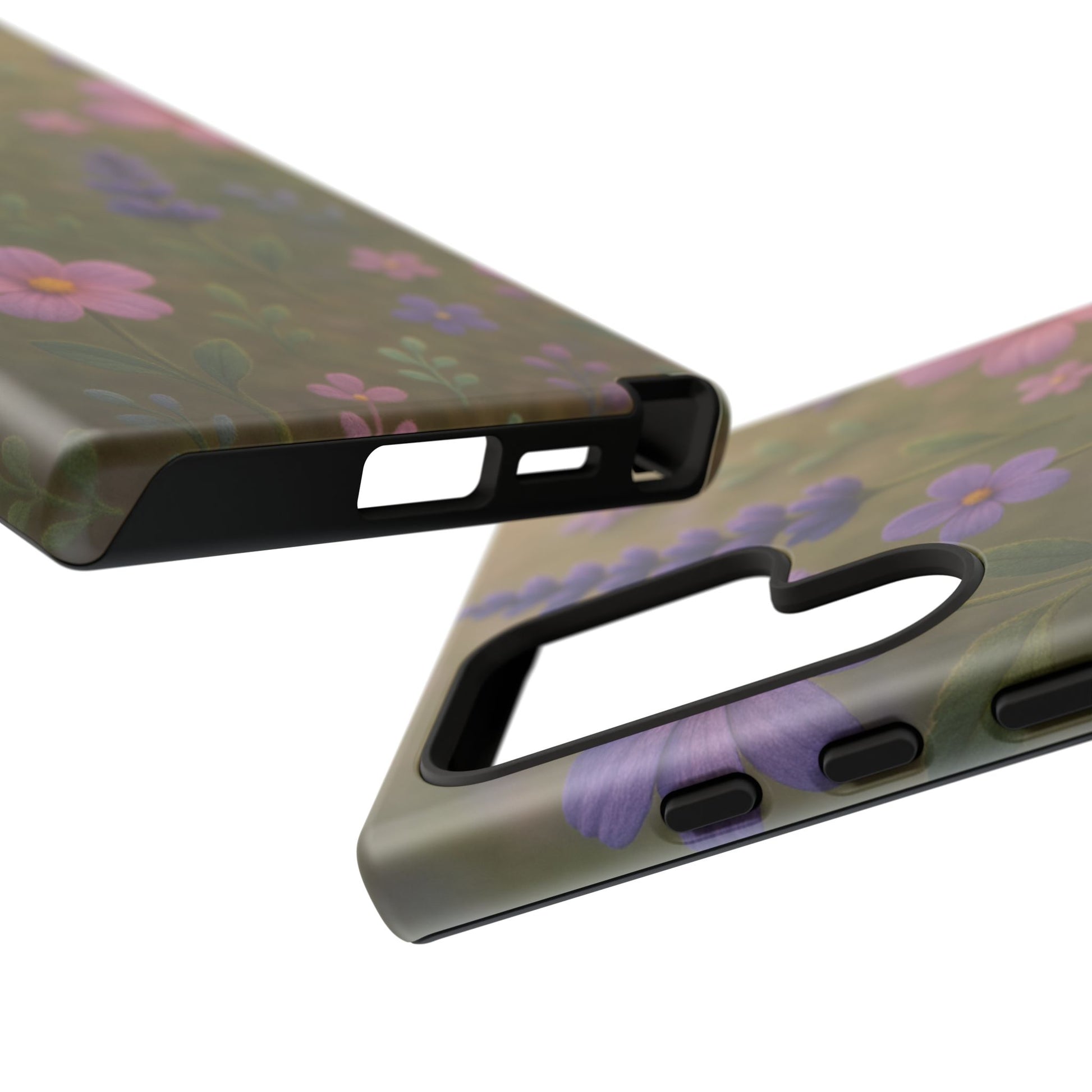 Pastel Flowers 3D Illusion Wildflower Phone Case Cute Pastel Floral Design in Lavender, Pink, Mint Green Aesthetic Protective Case for iPhone and  Android