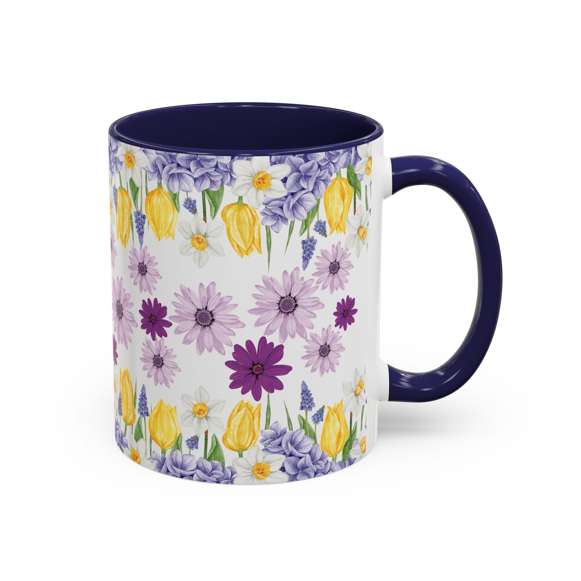 Botanical Floral Mug  Lavender & Yellow Flowers, Ceramic 11oz & 15oz Cup, Ideal Gift for Coffee Lovers, Mother's Day, or Cozy Spring Mornings