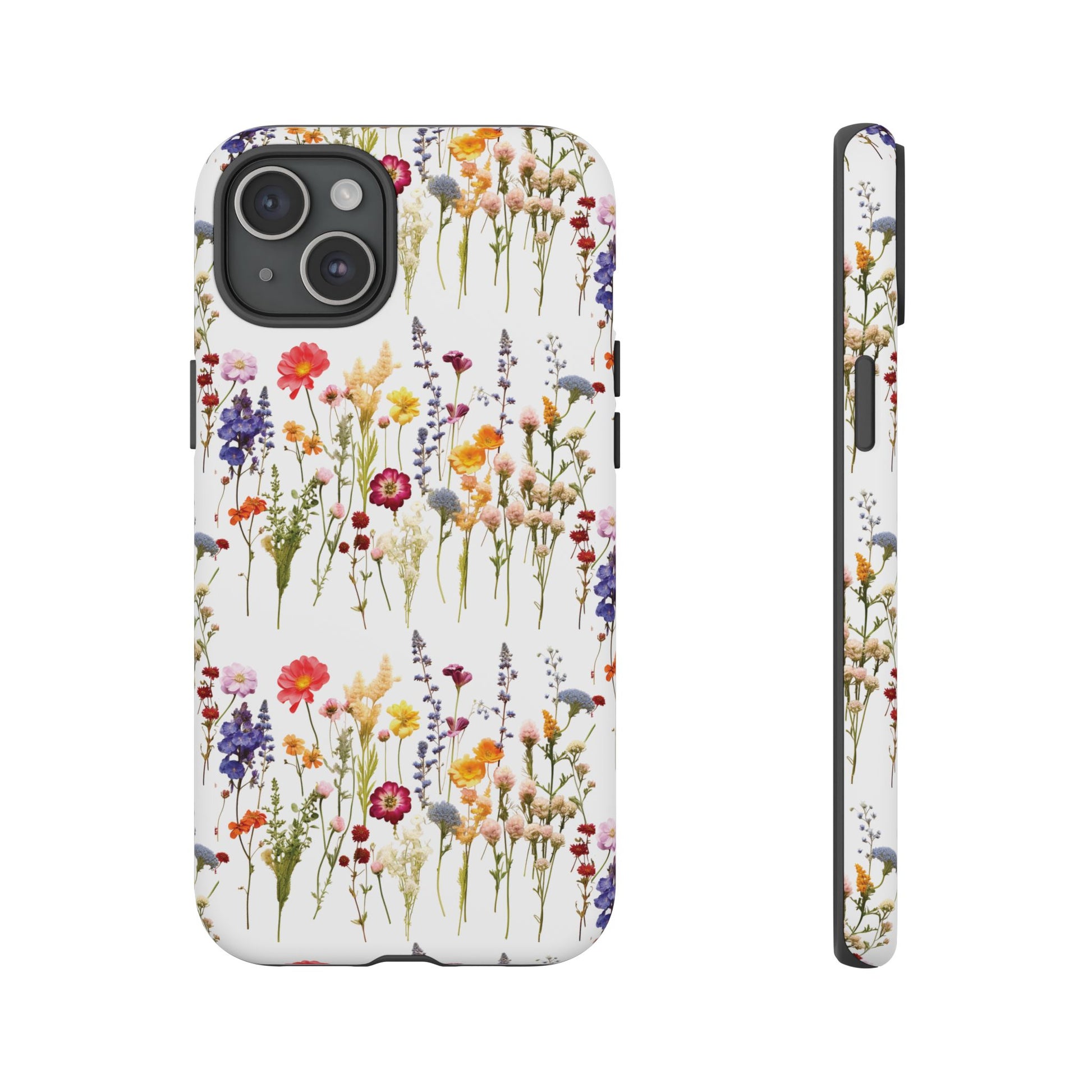 White Best Phone Case Press Flowers Floral 3D Illusion Luxury Tough Case Floral Elegant Durable Stylish for Modern Devices iPhone 17, 16, 15, Samsung iPhone Samsung Accessory Gift for Her