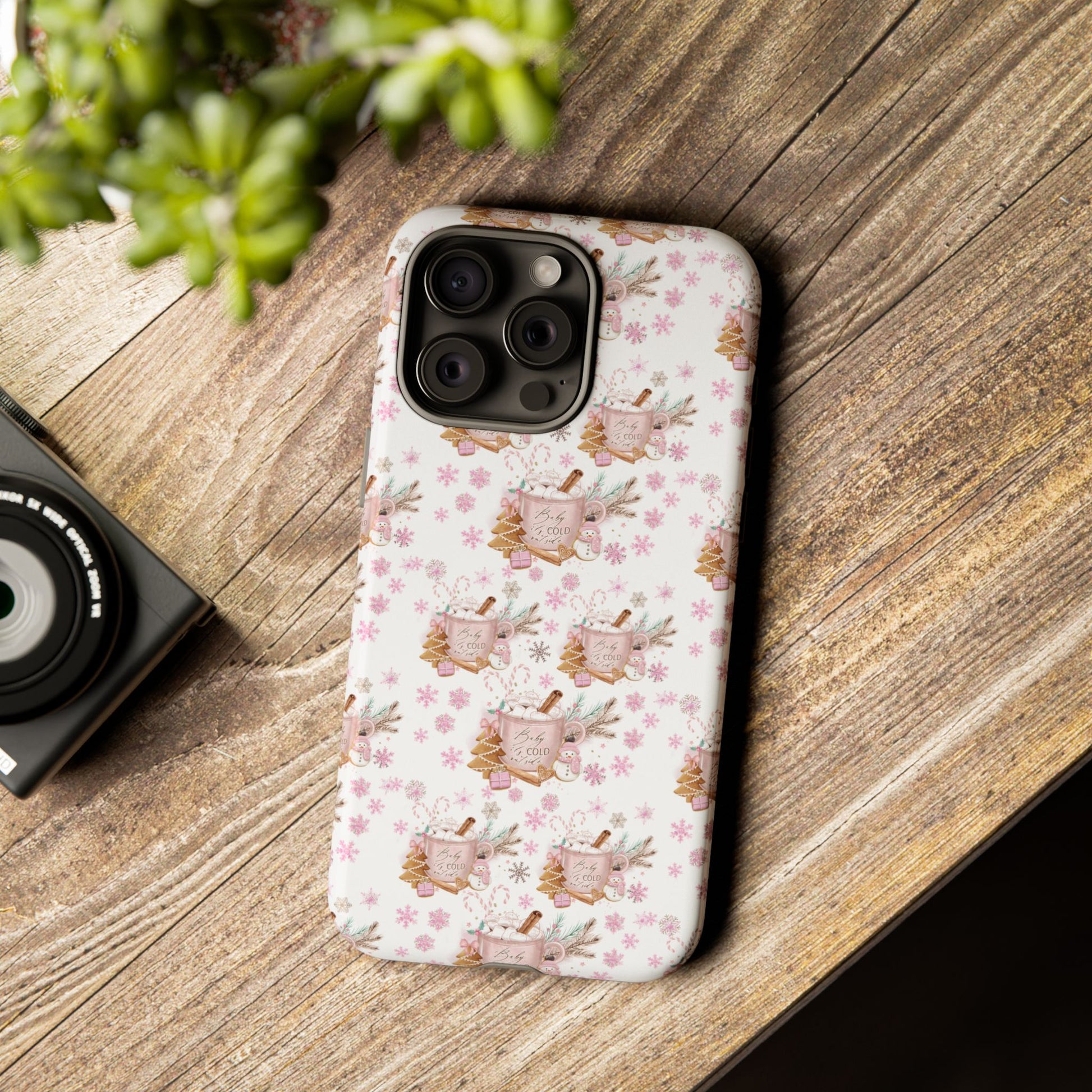 Baby it's Cold Outside Pink and White Phone Case Unique Holiday Protection for Your Device | Stylish & Durable Cover Gift for Her Phone 15, Samsung iPhone Samsung Accessory Gift for Her