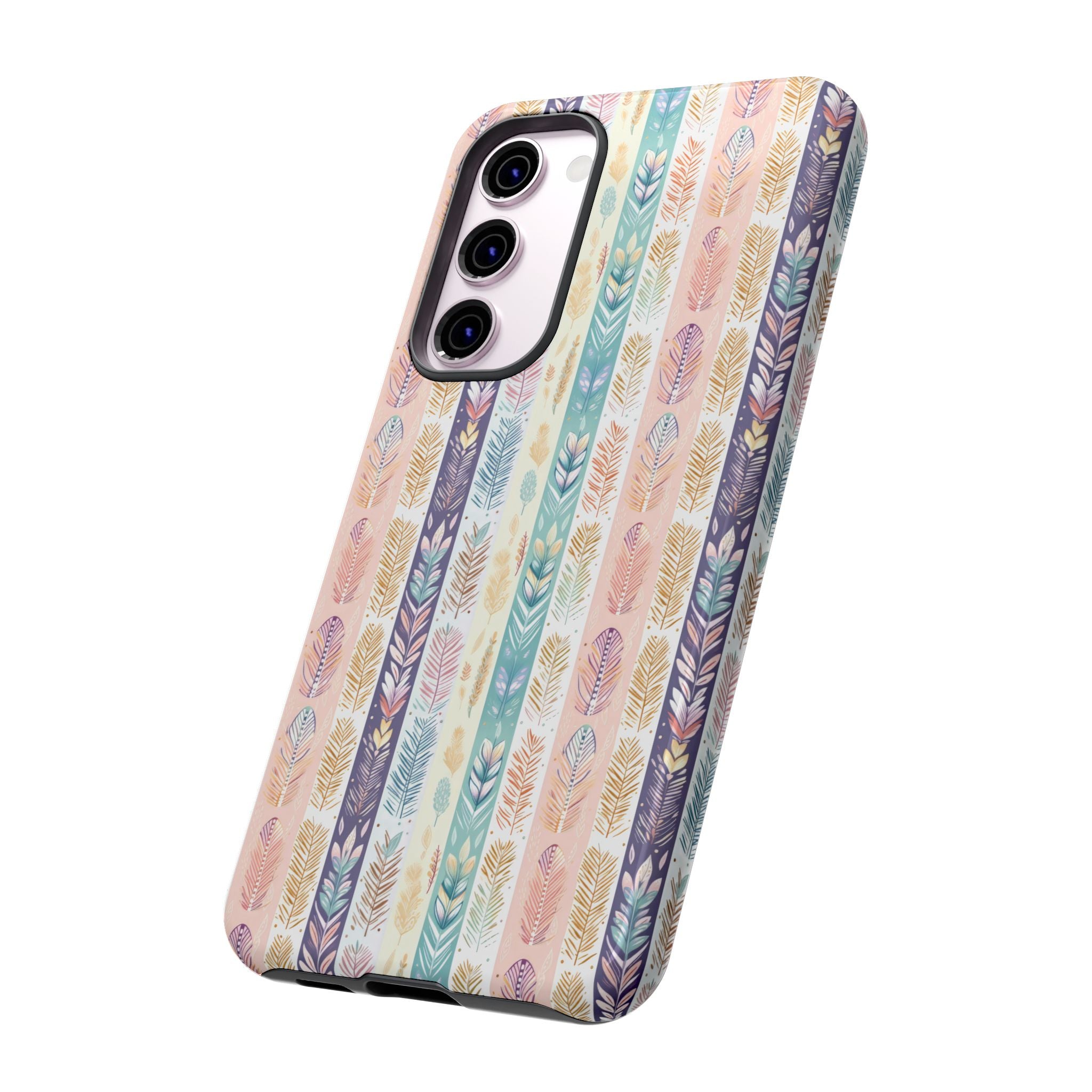 Coque de téléphone abstraite moderne aquarelle Plumes pastel bohème compatible avec iPhone, Samsung et plus - Protection élégante et durable avec un design artistique éclatant, cadeau parfait pour elle