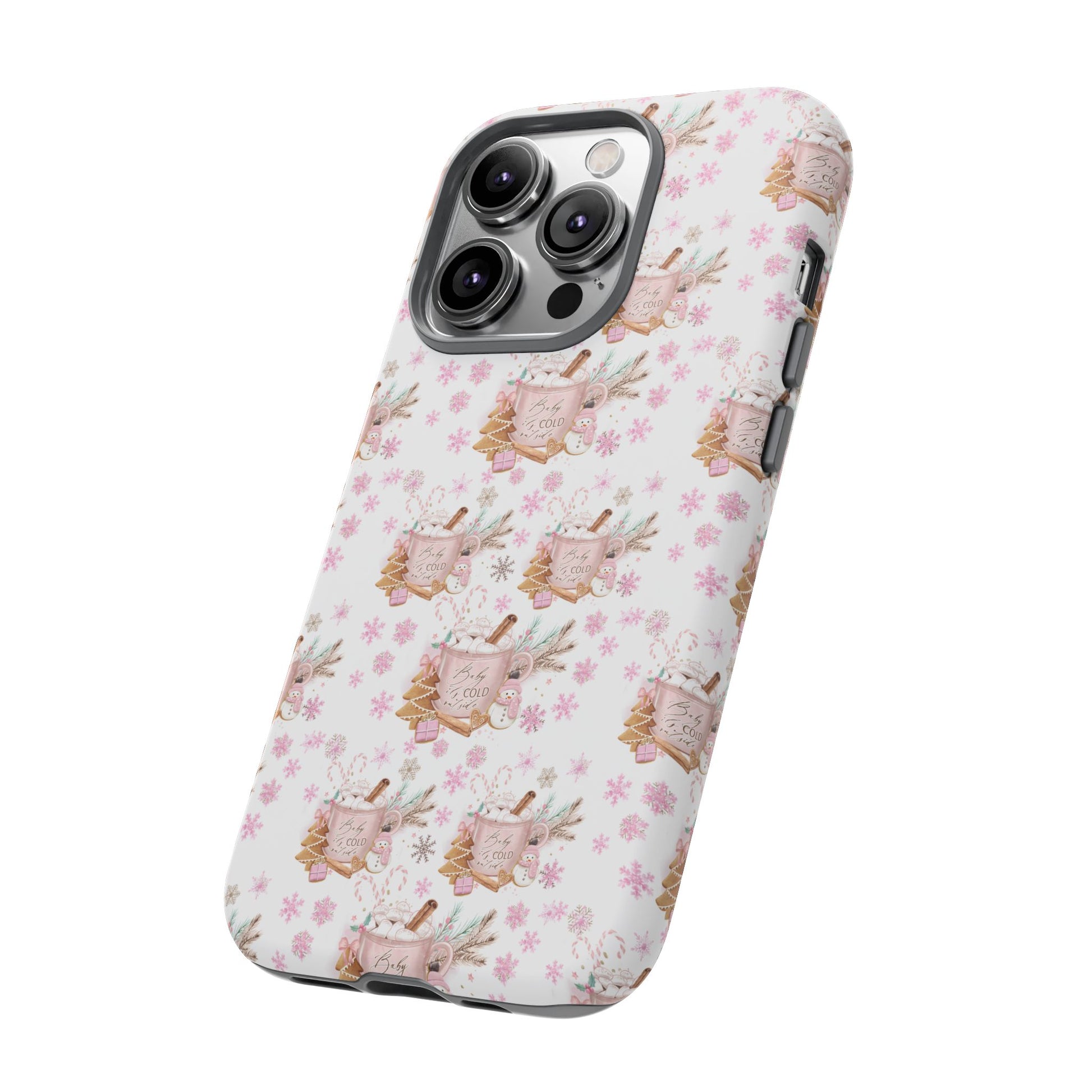 Baby it's Cold Outside Pink and White Phone Case Unique Holiday Protection for Your Device | Stylish & Durable Cover Gift for Her Phone 15, Samsung iPhone Samsung Accessory Gift for Her
