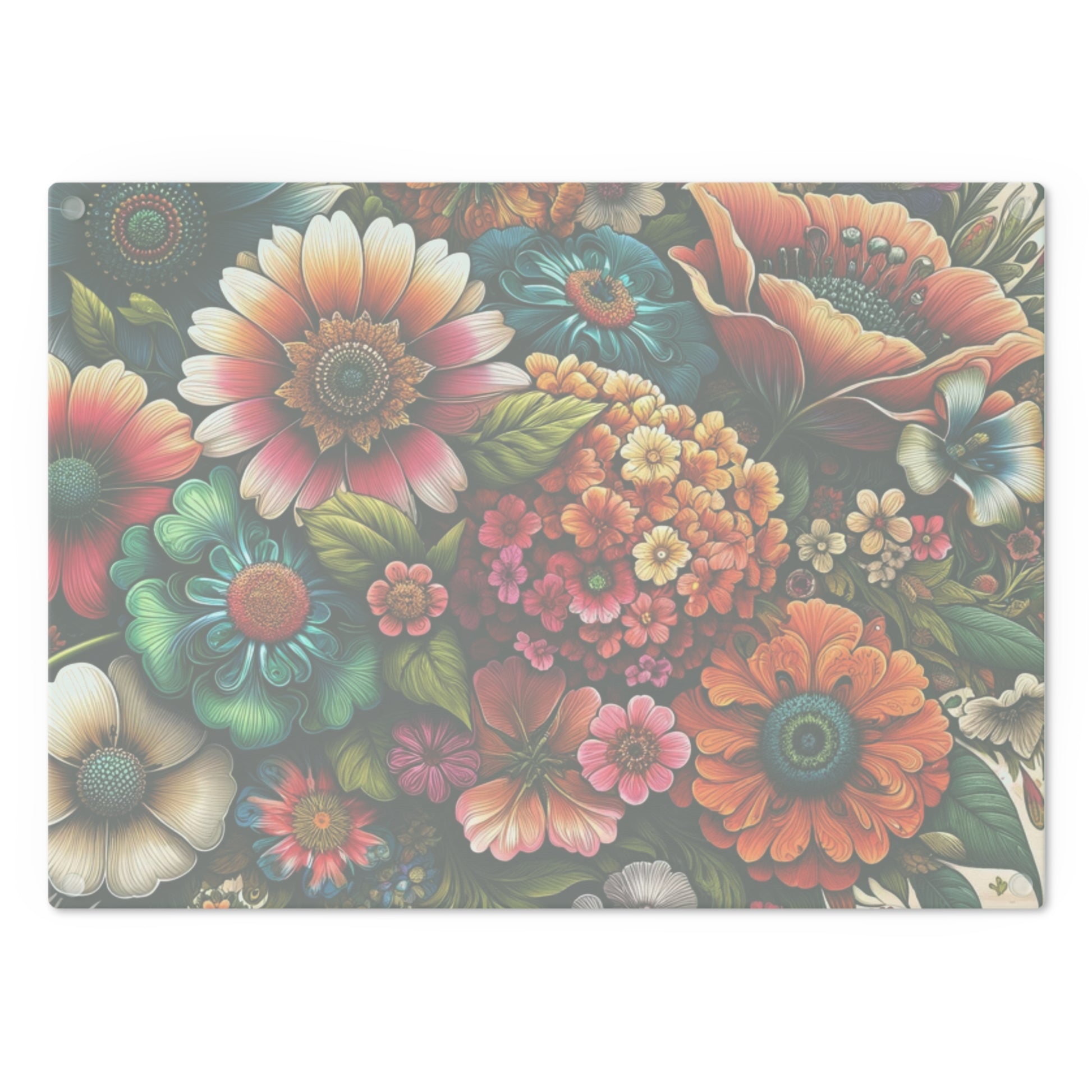 Cutting Board Bright Floral Tempered Glass Cutting Board Durable Kitchen Decor with Elegant Flower Design, Housewarming, New House Gift - MRSBYVALLE