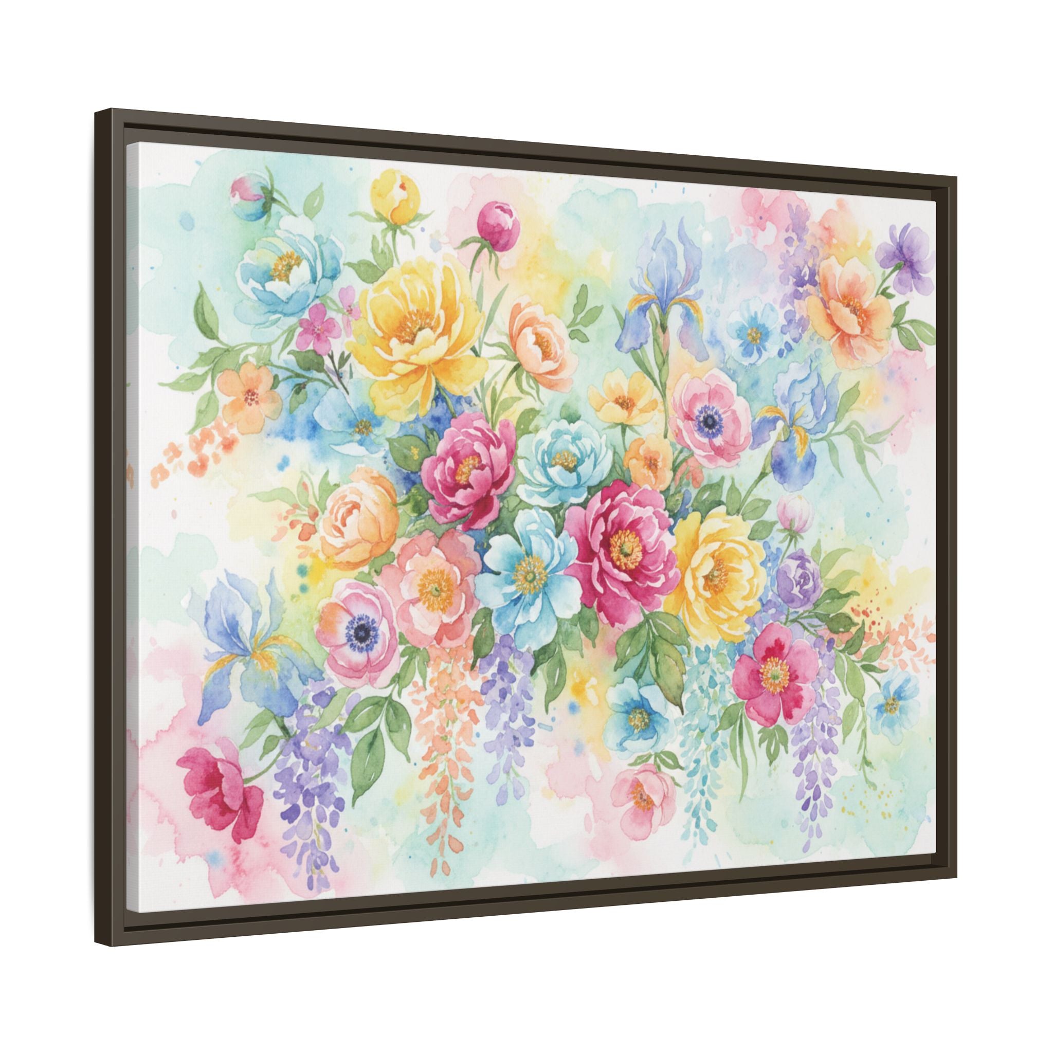 Toile Bouquet Floral Aquarelle, Art Mural Mat Encadré | Art Mural Multicolore