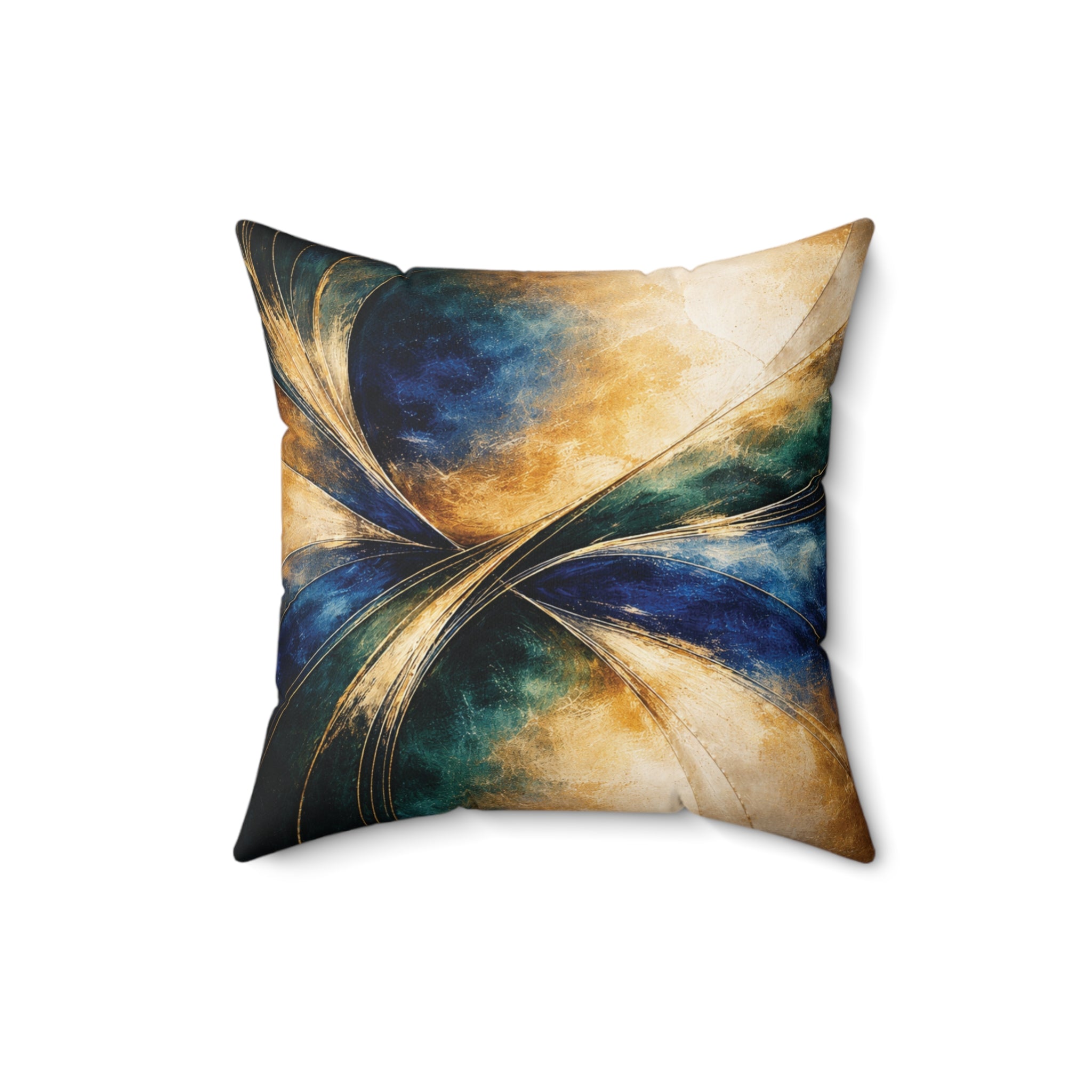 Gilded Convergence  Luxe NeoDeco Blue & Gold Accent Pillow Bedroom & Living Room Decor