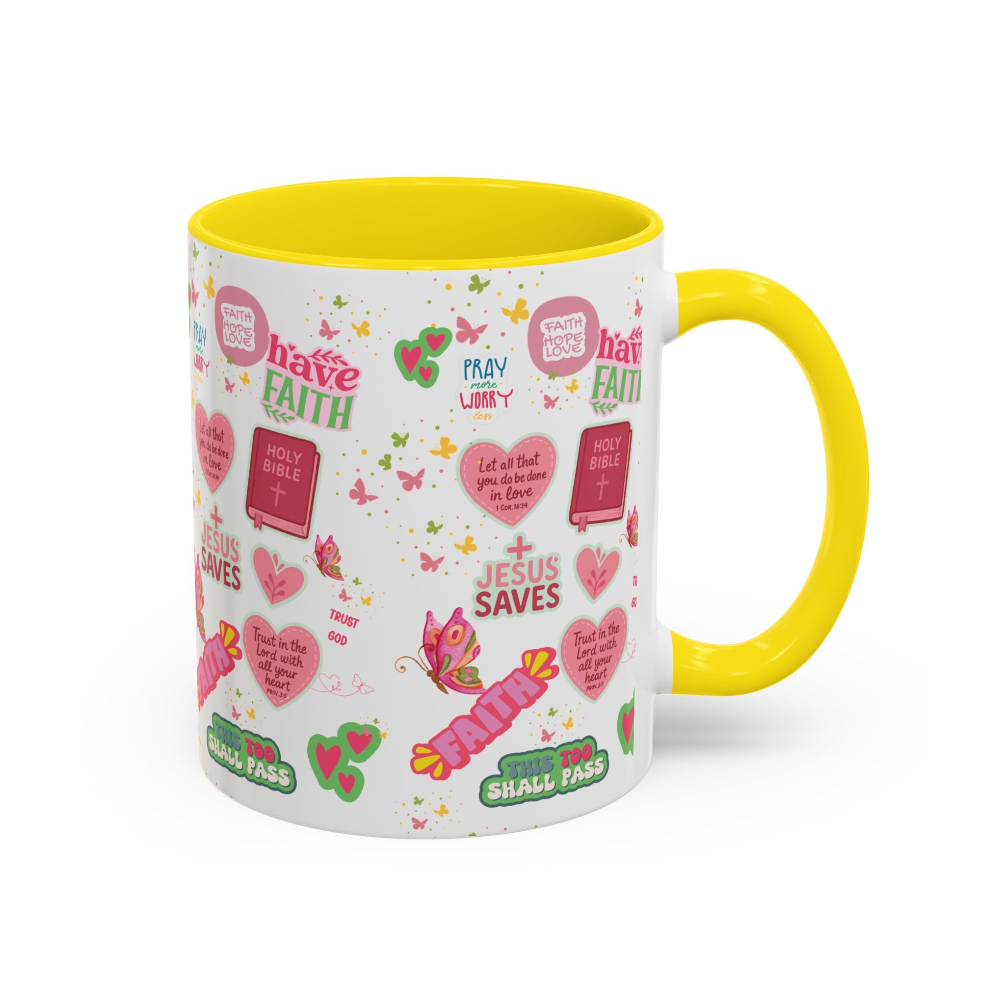 Commencez votre journée avec la foi | Mug chrétien avec verset biblique | Cadeau inspirant pour chrétiens | Mug à café en céramique 325 ml et 443 ml Matins de printemps douillets