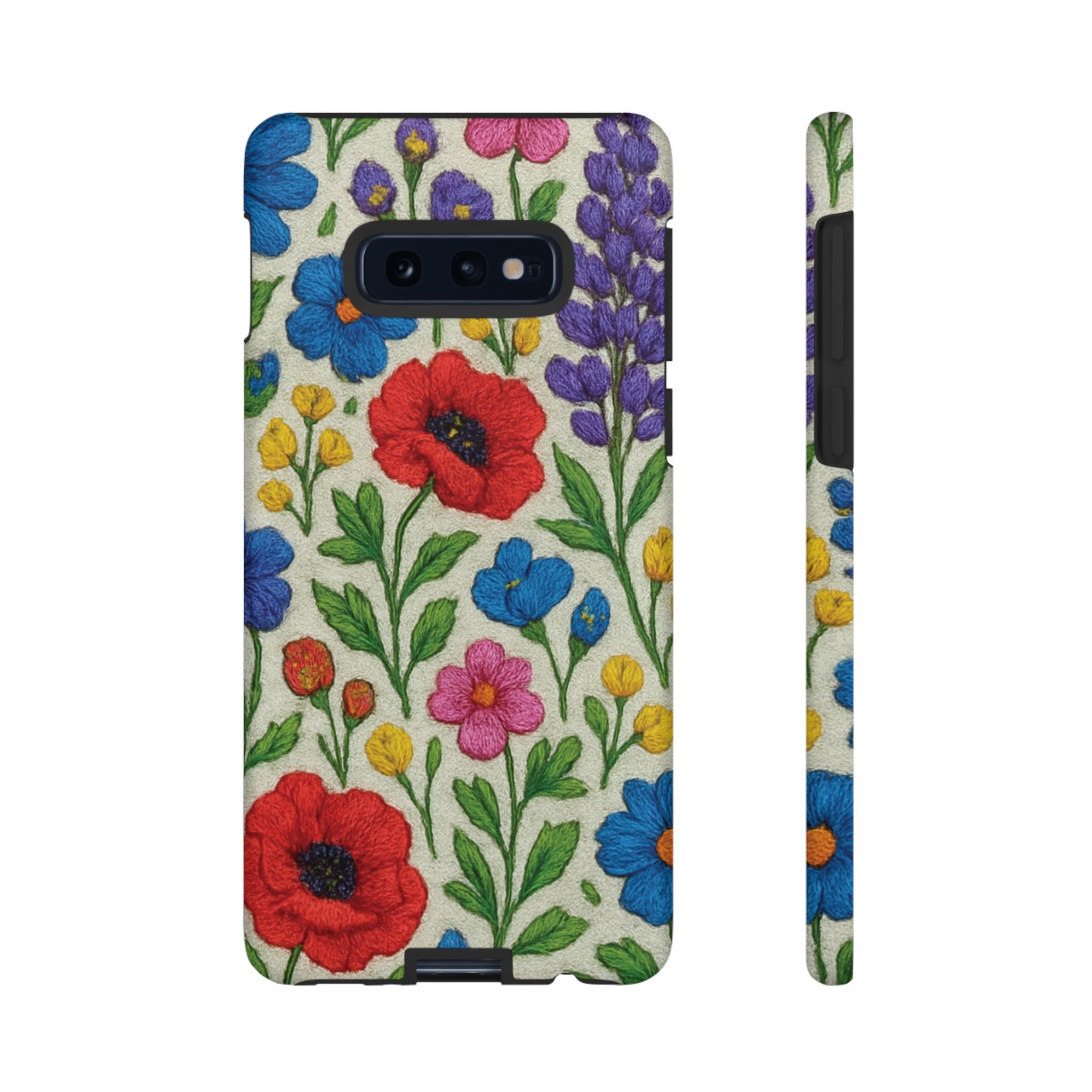 Bright 3D Illusion Wildflower Phone Case Cute Floral Design in Red, Pink, Blue – Aesthetic Protective Case for iPhone and  Android