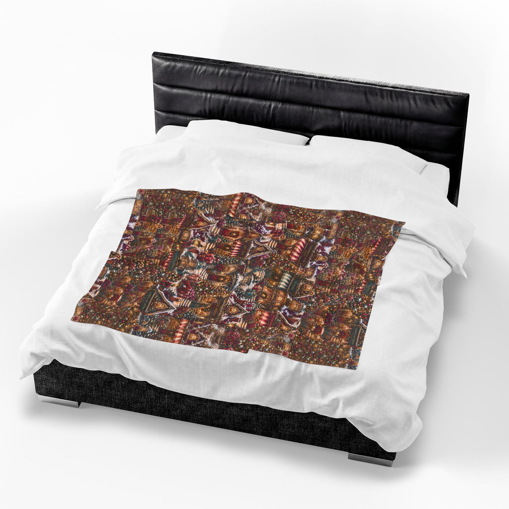 Cozy Christmas Village Velveteen Plush Blanket — Festive Holiday Cottage Throw Perfect Gift