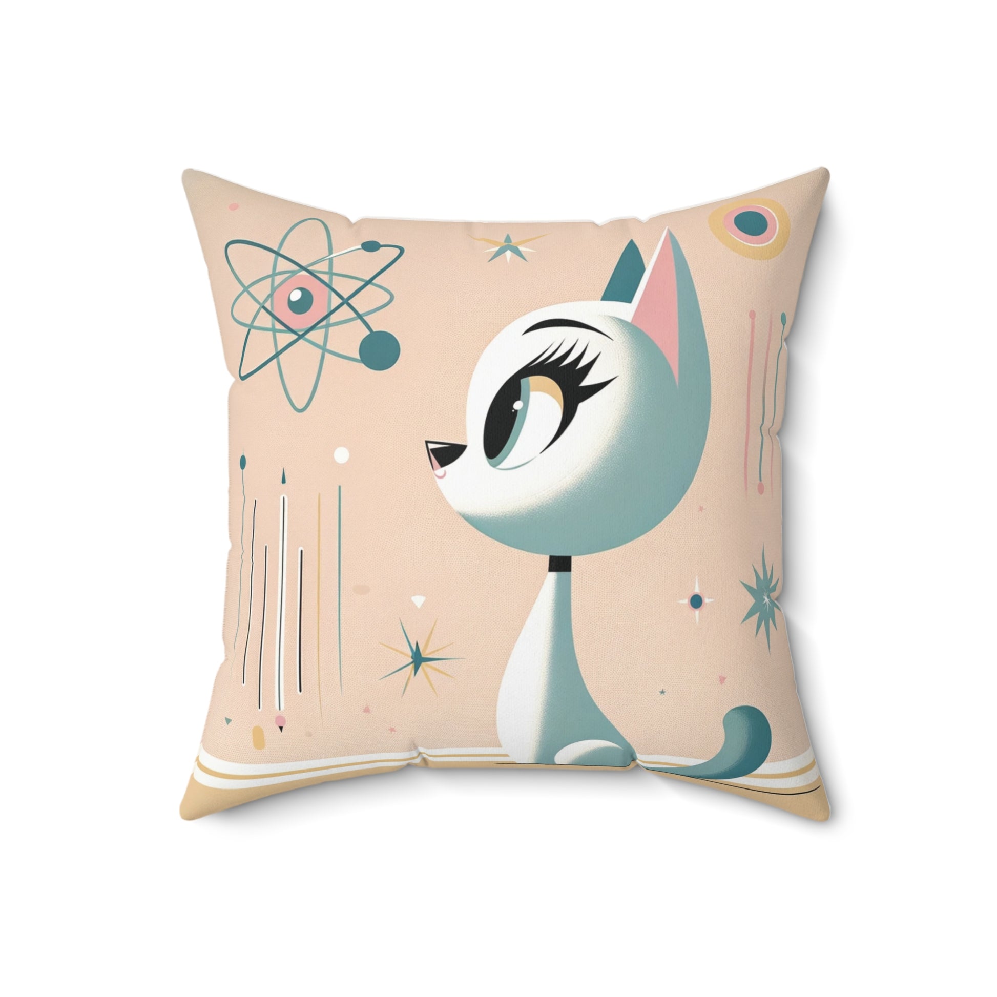 Atomic Cat Pastel 3D Floral Illusion Square Pillow   Luxurious Retro Elegant Home Living Room Decor Enhancement Decor Comfort for Bedroom or Housewarming Gift New House, Bridal Shower Gift.