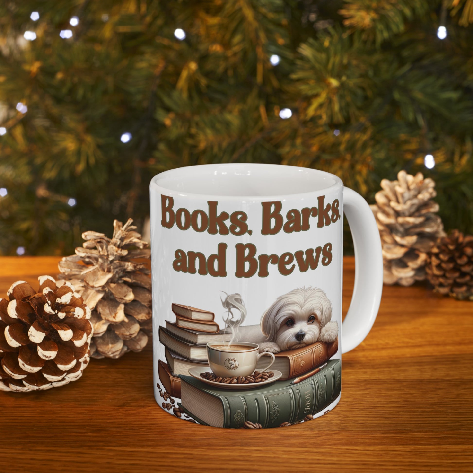 Books, Barks, and Brew Ceramic Coffee Mug Perfect for Dog Lovers and Bookworms | Available in 11 and 15 oz Cozy Coffee Moments with Canine Companions - MRSBYVALLE