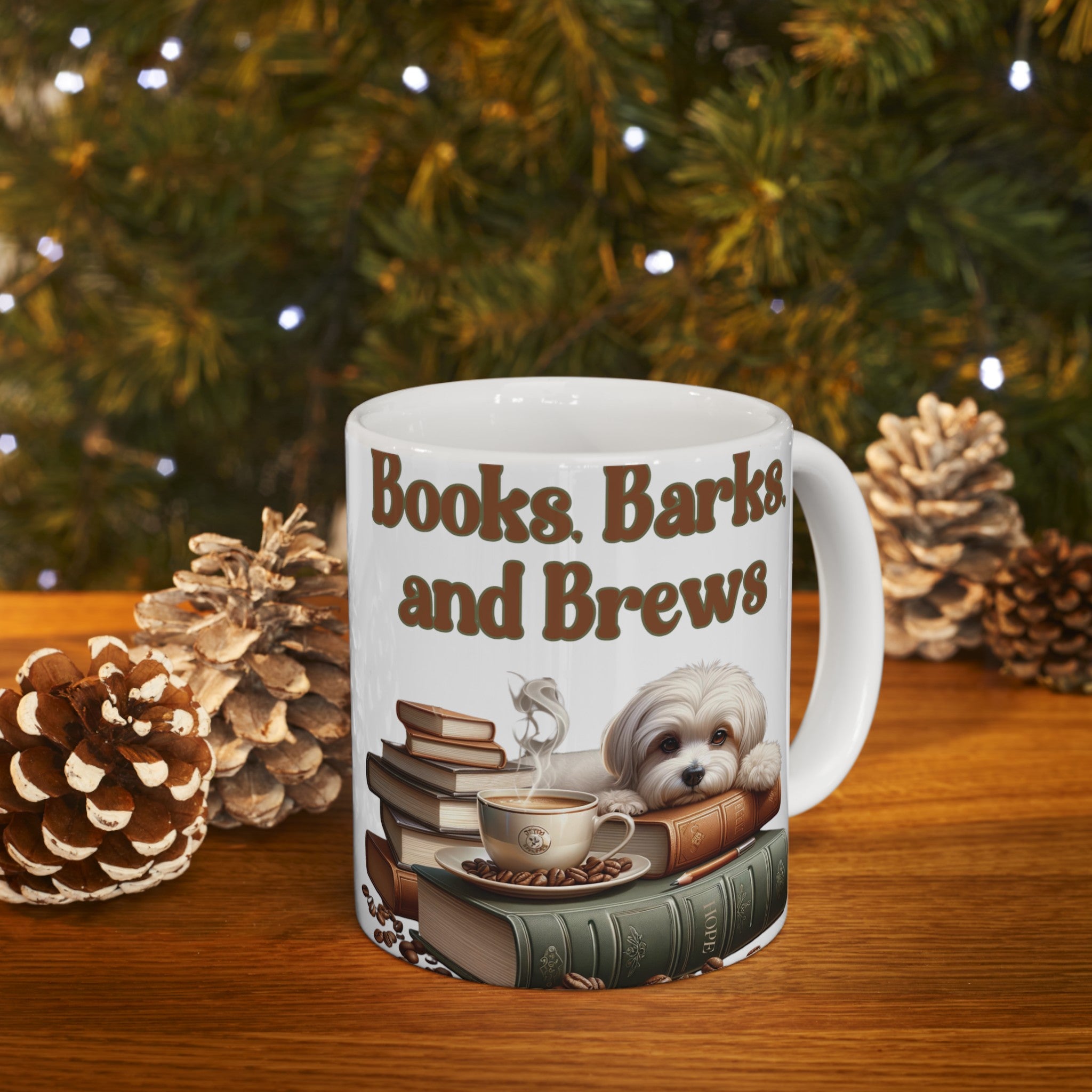 Books, Barks, and Brew Ceramic Coffee Mug Perfect for Dog Lovers and Bookworms | Available in 11 and 15 oz Cozy Coffee Moments with Canine Companions - MRSBYVALLE