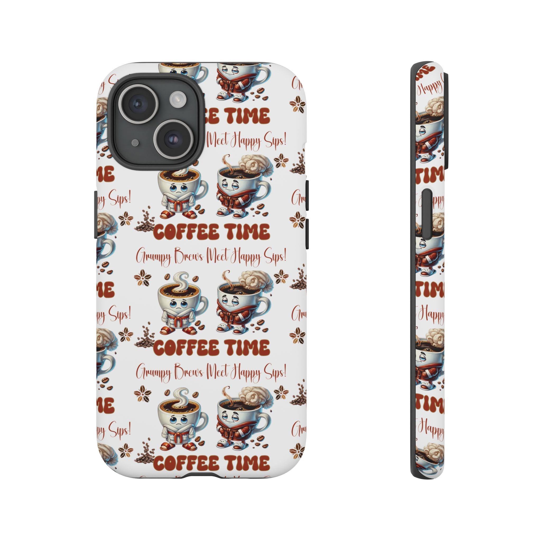 Grumpy Brews Meet Happy Sips Phone Case Compatible with iPhone, Samsung & Pixel | Fun, Durable Protection for Coffee Lovers | Unique Design, Shockproof & Scratch-Resistant Perfect for Coffee Lover - MRSBYVALLE