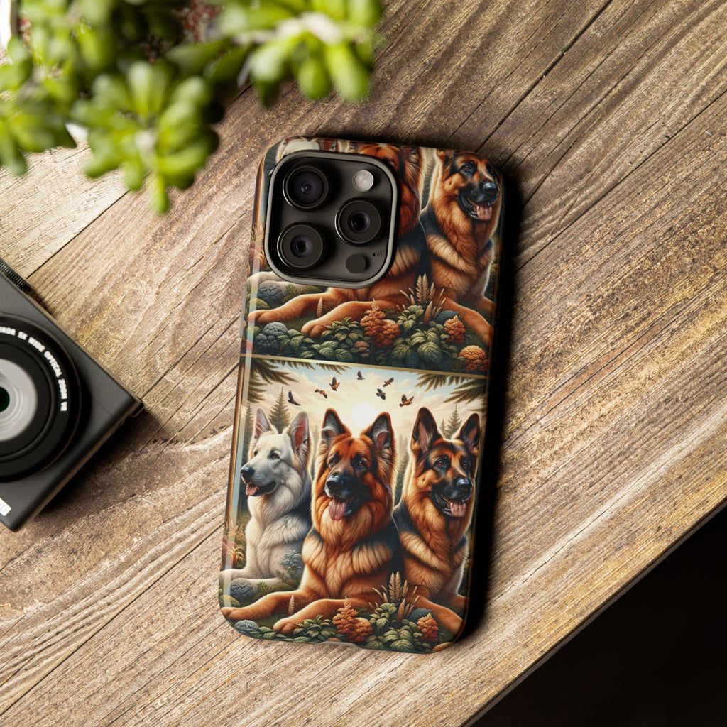 German Shepherd Phone Tough Case Floral Elegant Durable Dog Lover Devices iPhone 15, Samsung iPhone Samsung Accessory Gift for Her
