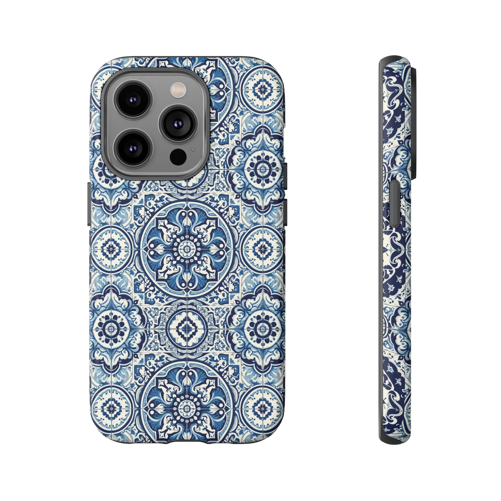 Azulejo Tile Phone Case Elegant Mediterranean Blue Porcelain Design iPhone 17, 16, 15, Samsung iPhone Samsung Accessory Gift for Her