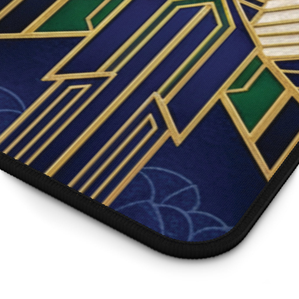 Imperial Art Deco Desk Mat – Gold & Navy Geometric Executive Pad