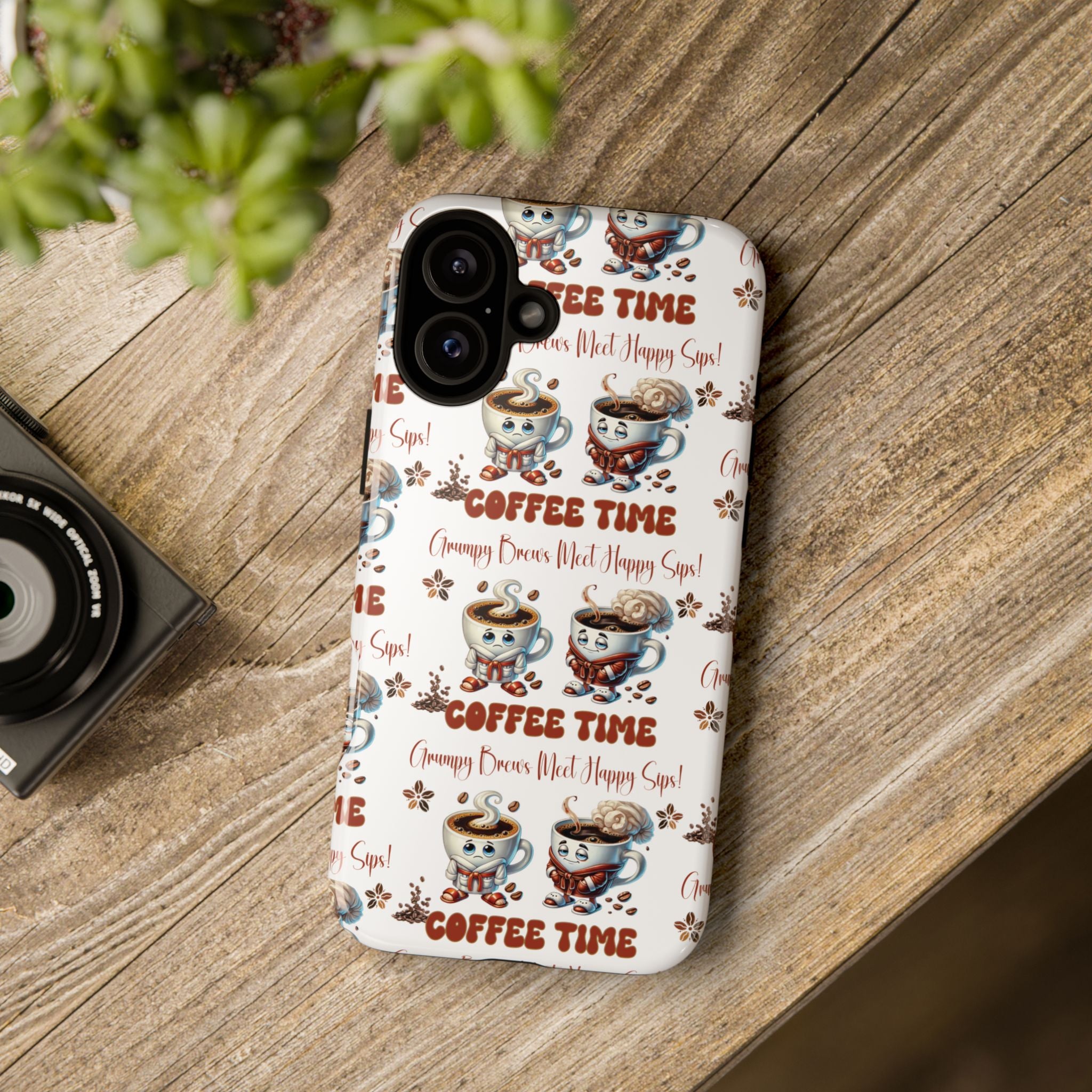 Grumpy Brews Meet Happy Sips Phone Case Compatible with iPhone, Samsung & Pixel | Fun, Durable Protection for Coffee Lovers | Unique Design, Shockproof & Scratch-Resistant Perfect for Coffee Lover