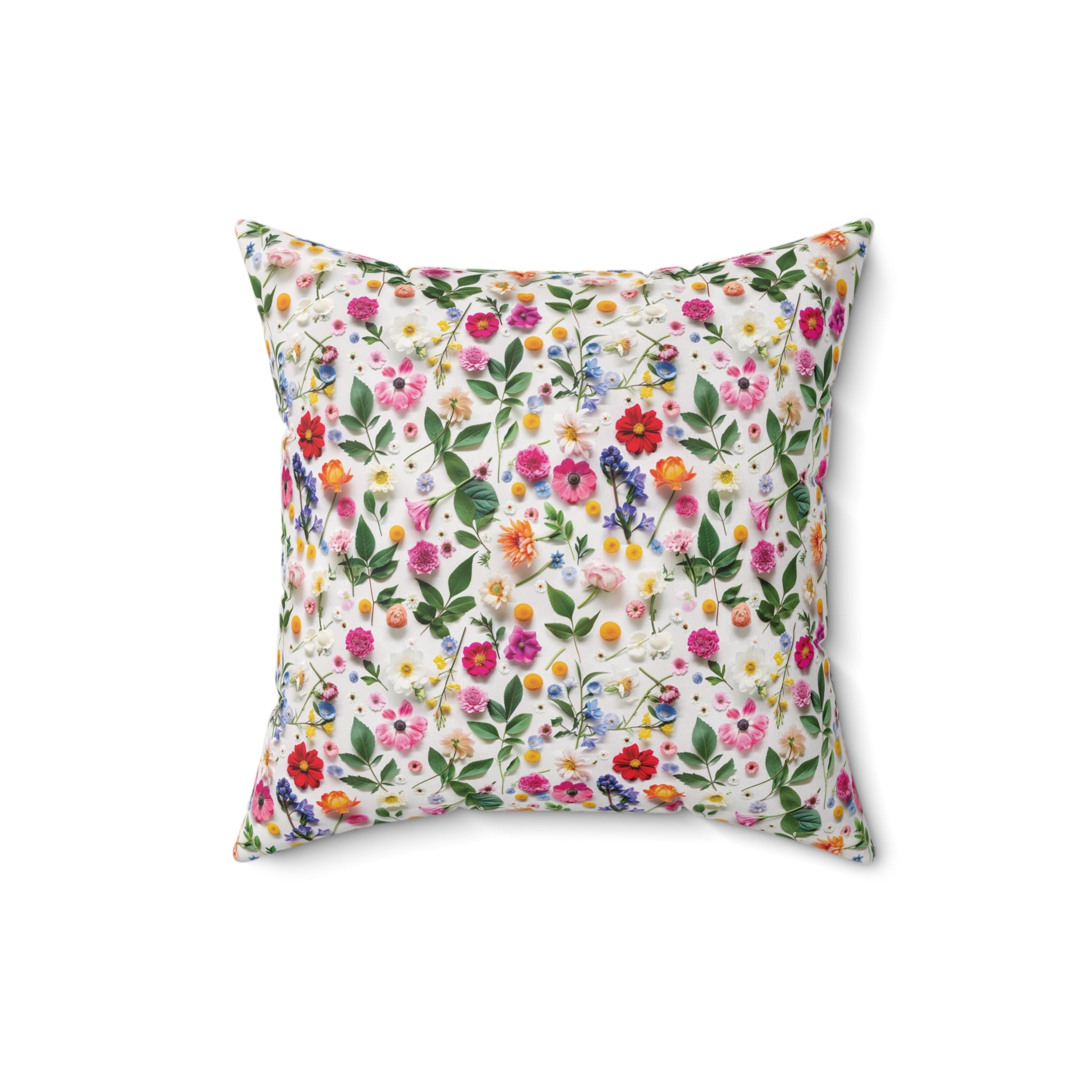 Modern Wildflowers Decorative Pillow - Available in 16x16, 18x18, 20x20 - Vibrant Accent for Living Room, Bedroom, or Sofa Decor 100% Polyester with Double-Sided Print