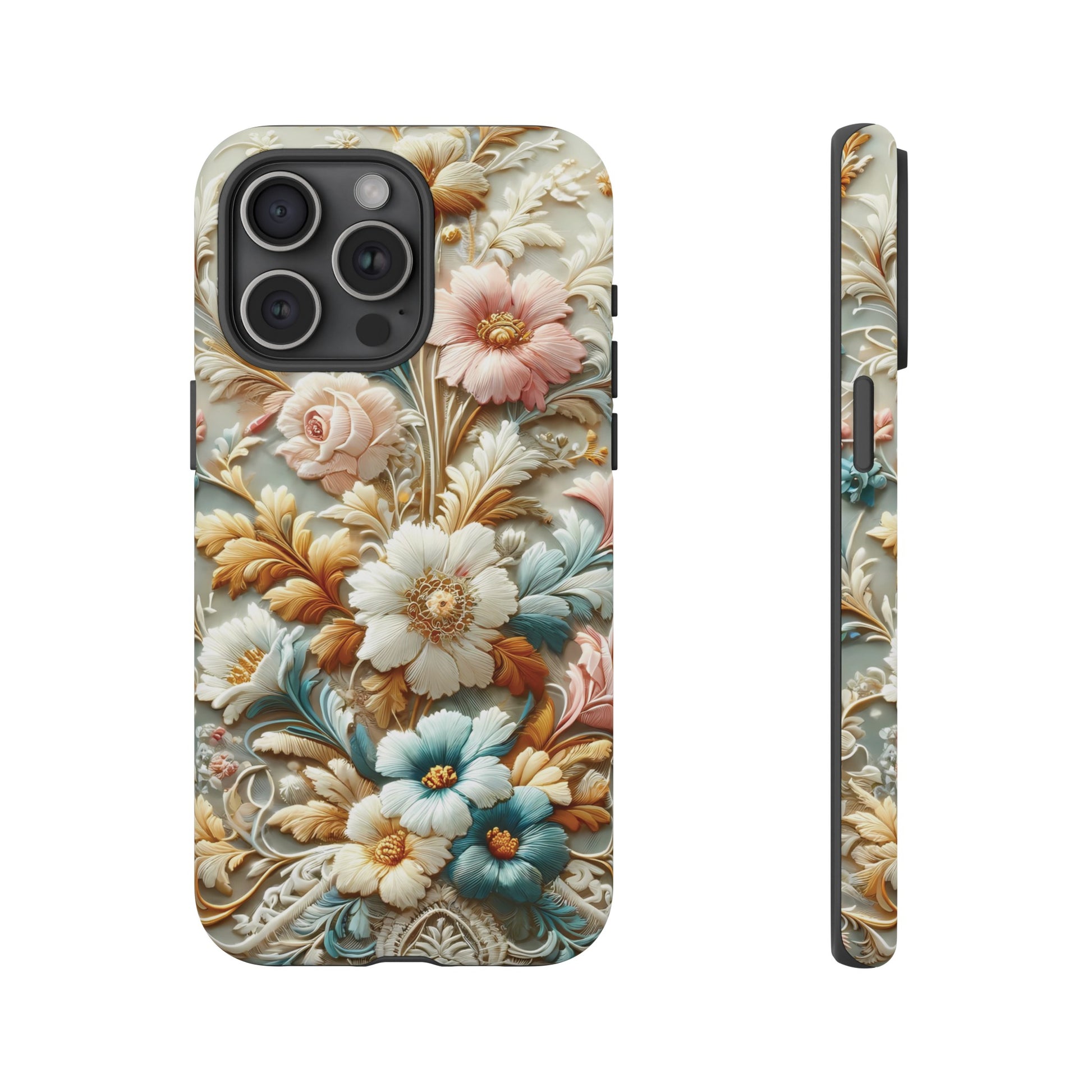3D Elegant Faux Flowers Phone Case Stylish & Durable for iPhone Samsung Gift iPhone 15, 14, 13 Samsung Pixel Gift for Mom Accessory Gift for Her