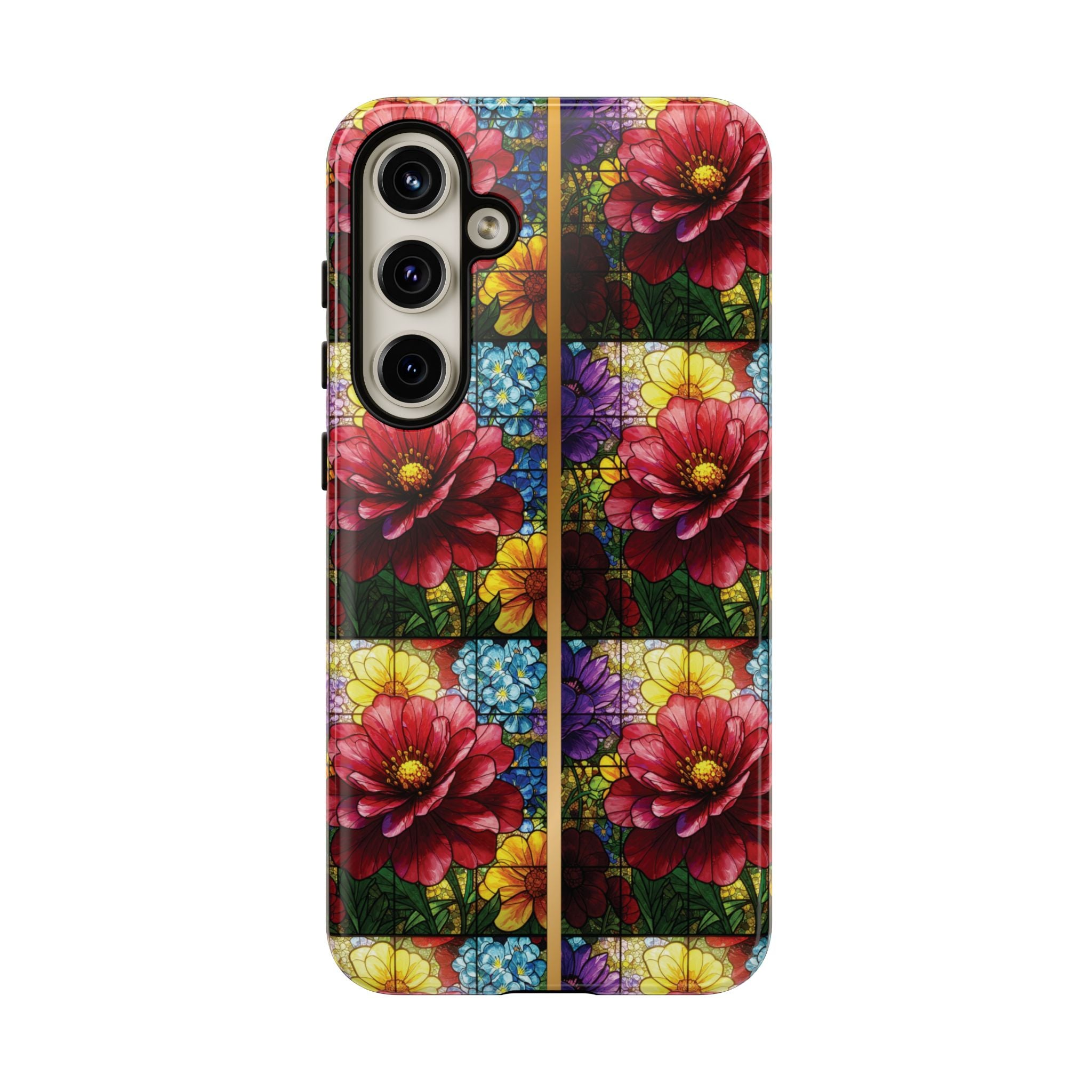 Stained Glass Illusion Floral Phone Case  3D Colorful Flower Design, Protective Christian Gift, Fits iPhone, Samsung, Google Pixel