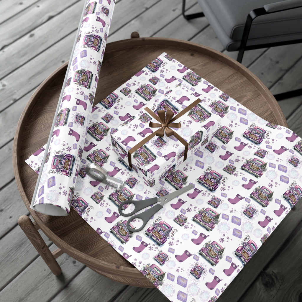 Elegant Lavender Christmas Wrapping Paper Soft Pastel Design with Snowflakes and Sparkling Accents, Perfect for Adding a Unique Touch to Your Holiday Gifts - MRSBYVALLE