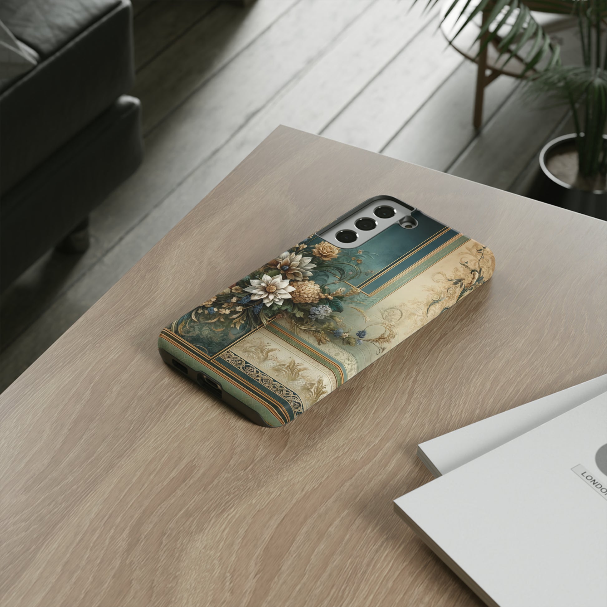 Victorian Floral Boho Luxury Phone Tough Case Floral Elegant Durable Stylish for Modern Devices iPhone 15, Samsung iPhone Samsung Accessory Gift for Her.