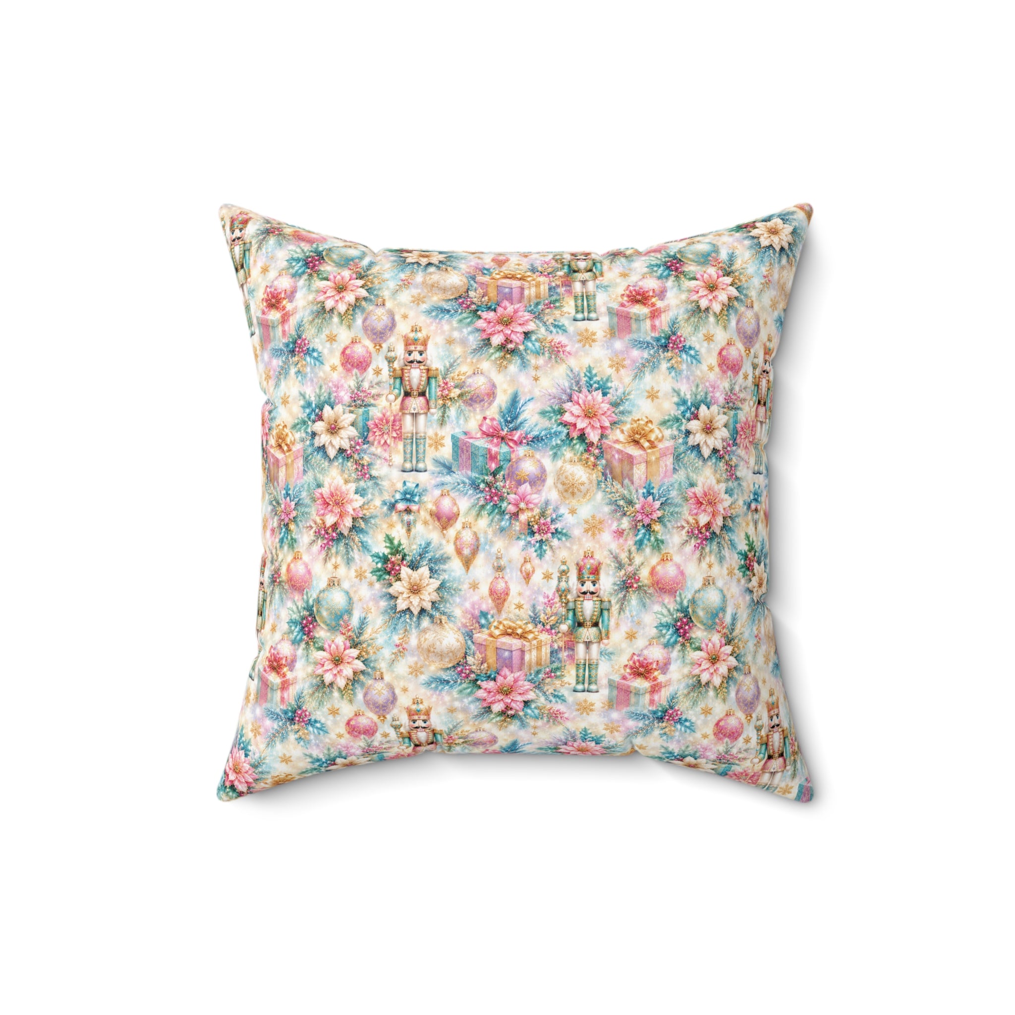 Luxury Nutcracker Christmas Throw Pillow | Pastel Pink Blue Holiday Decor Cushion | Elegant Winter Home Decor Gift | Christmas Accent Pillow