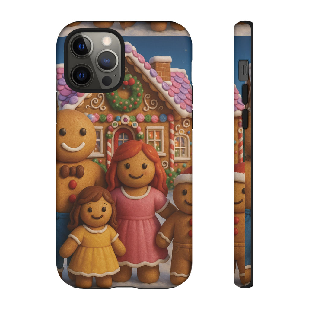 Coque de téléphone esthétique Famille en Pain d'Épices – Design d'inspiration vintage sur le thème de Noël – Étui stylé pour modèles iPhone et Samsung Galaxy