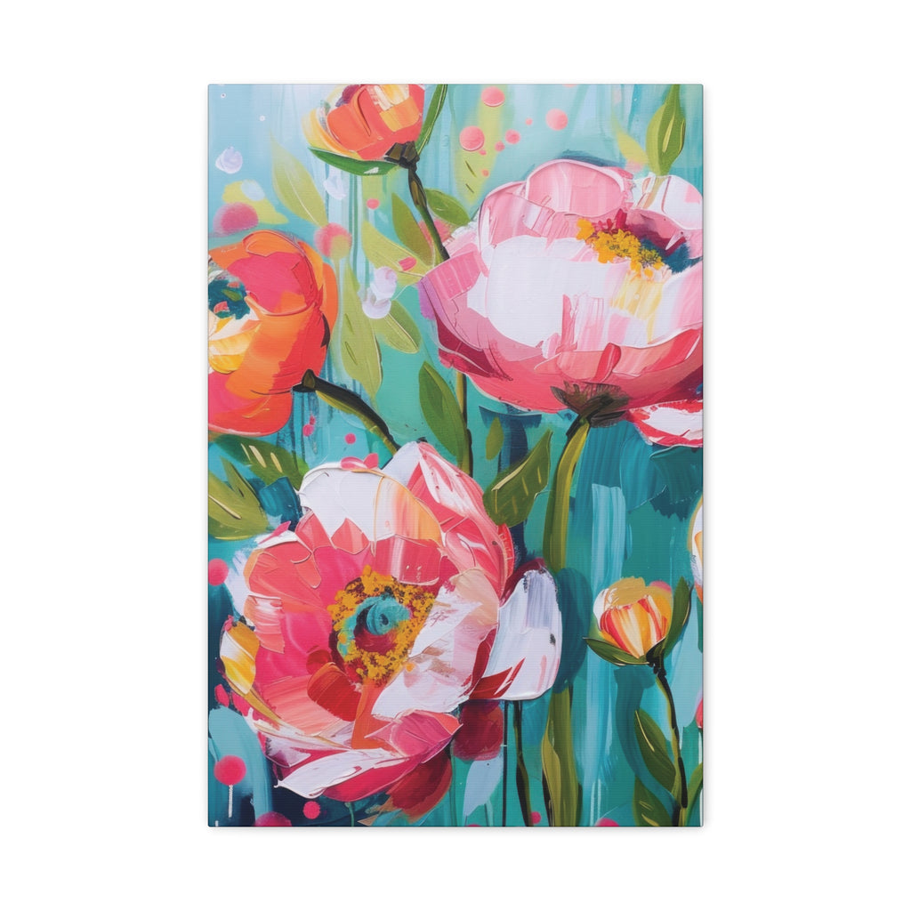 Unique Boho Floral Wall Art Matte Canvas Stretched, Vibrant Botanical Design, Perfect for Living Room, Bedroom, or Office Decor, Adds a Stylish Touch to Any Space - MRSBYVALLE