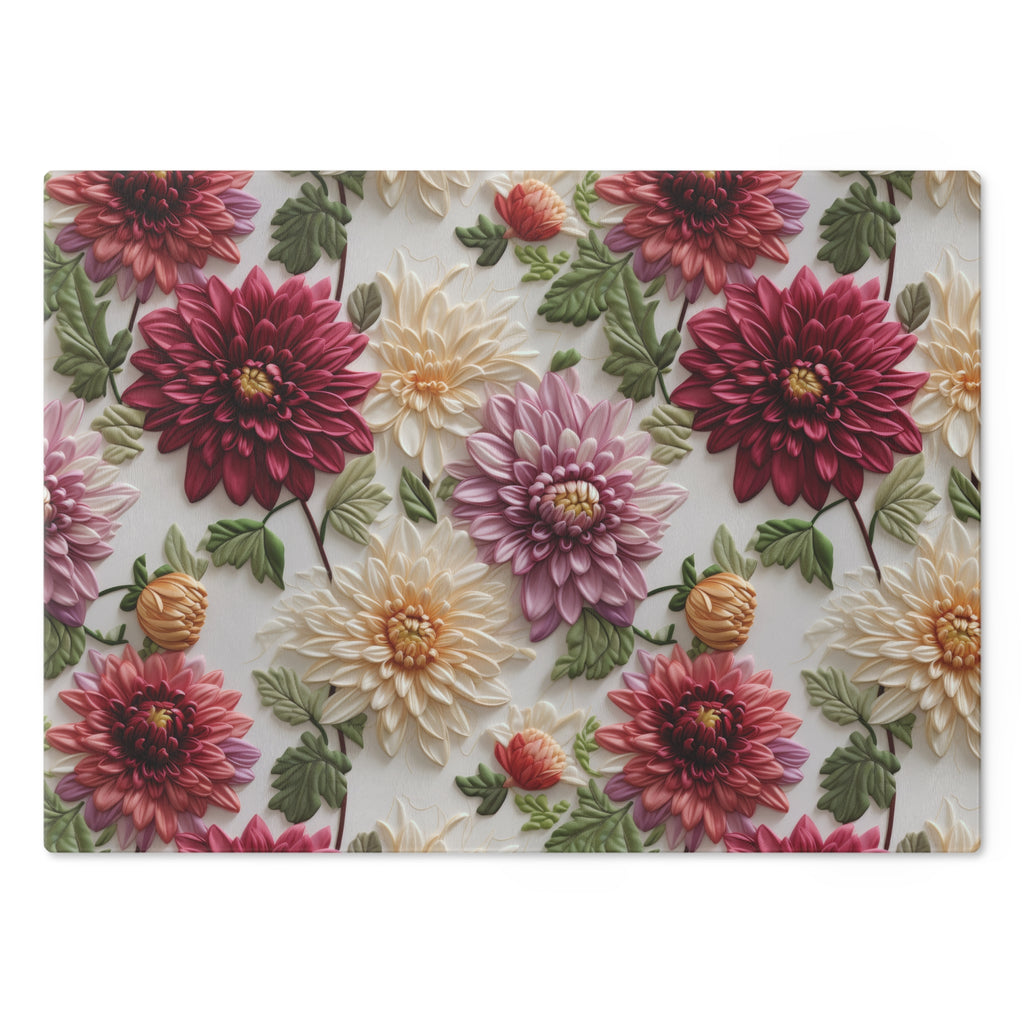Elegant Fall Floral Glass Cutting Board Premium Autumn-Inspired Kitchen Decor & Gift | Durable, Heat-Resistant Tempered Glass | Perfect for Cooking & Serving - MRSBYVALLE