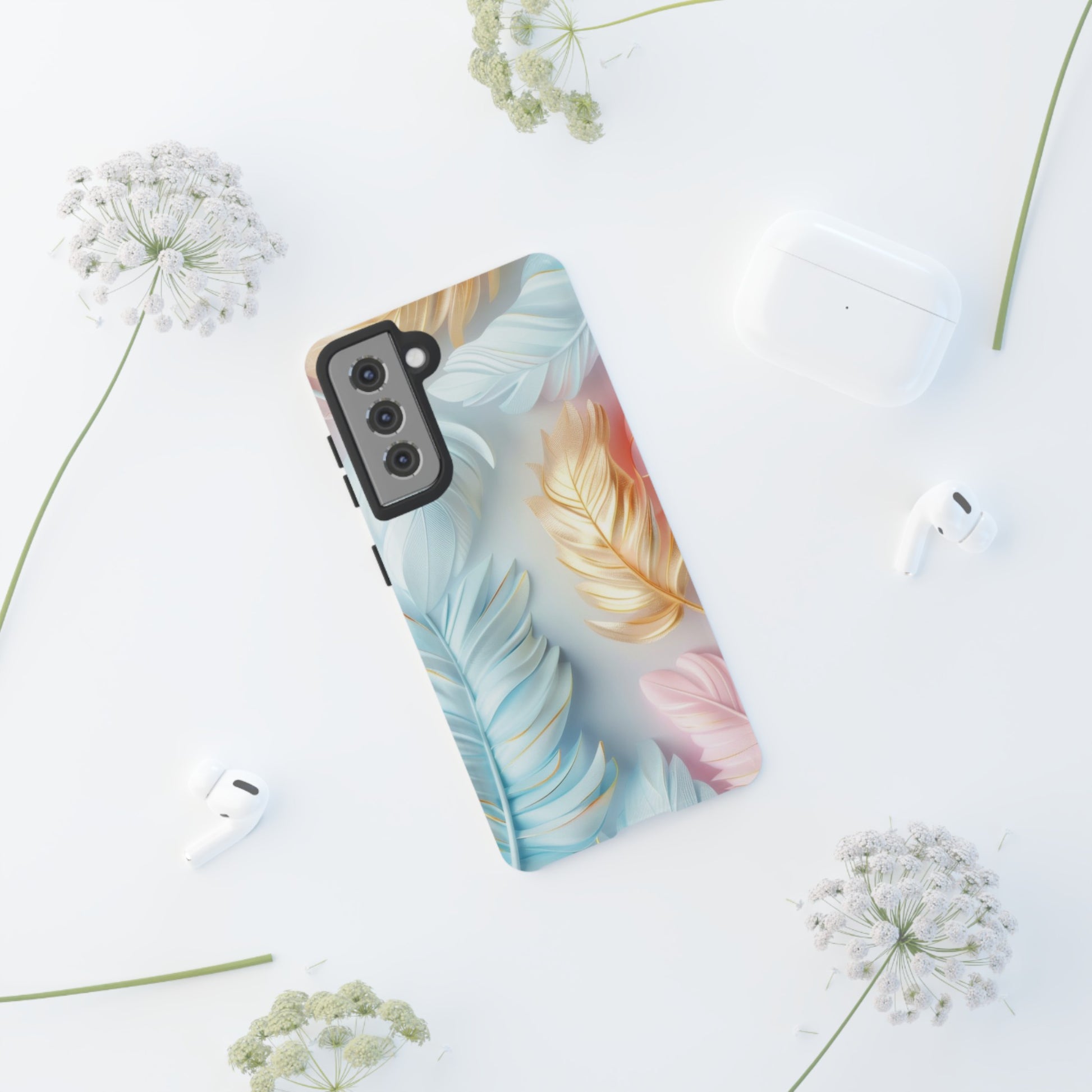 Pastel Feathers Protective Phone Case Gift for Her Phone 15, Samsung iPhone Samsung Gift for Her Case iPhone 15, Samsung iPhone Samsung Accessory Gift for Her